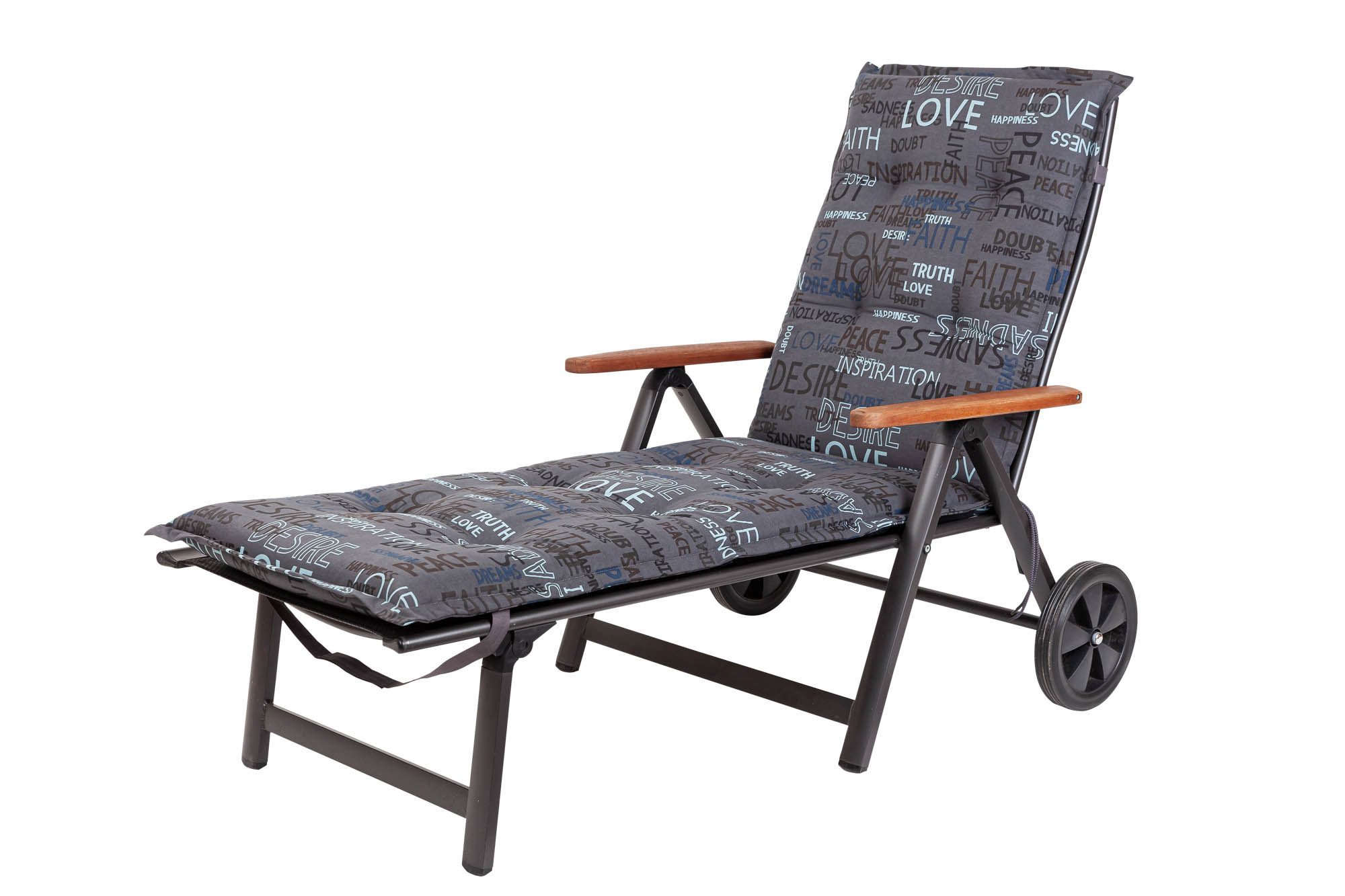 KETTtex Liegenauflage Rollliege Florence 0575 anthrazit Schrift 192x60x8 cm KETTtex, (1 St), Halteband verstellbar mit Bindebändern Halteband verstellbar