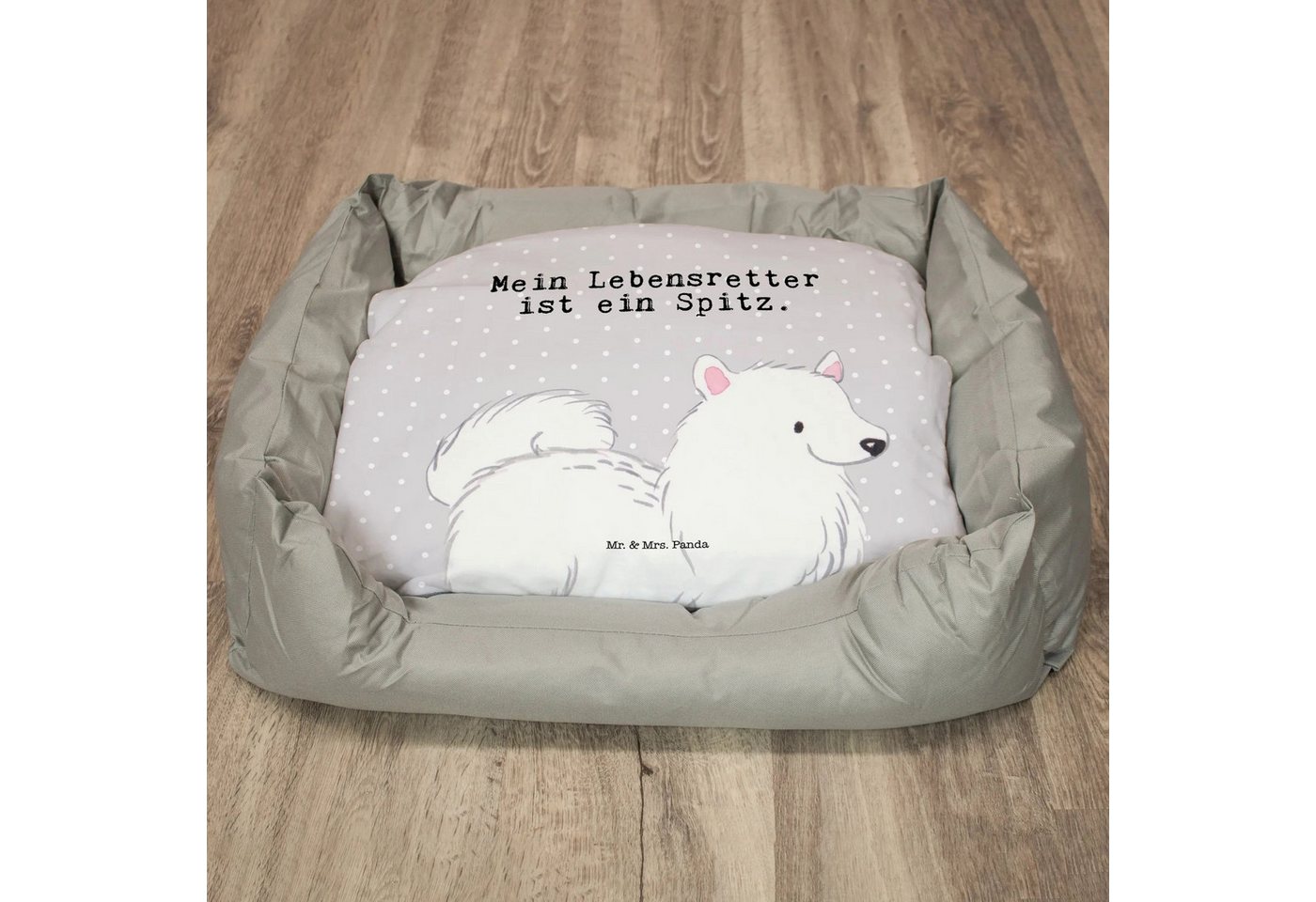 Thumbnail - Mr. & Mrs. Panda Tierbett Spitz Lebensretter - Grau Pastell - Geschenk, Hundemöbel, Hundesofa, Modernes Design