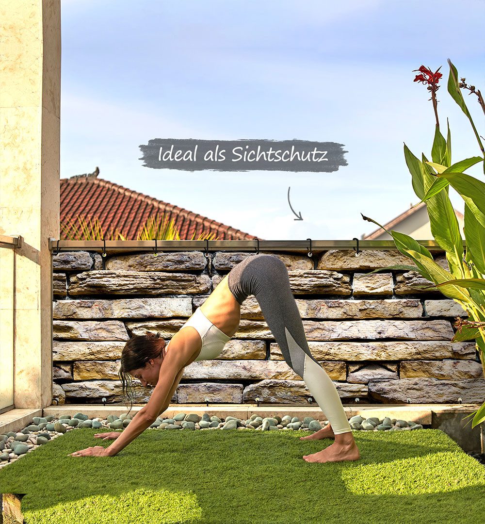MyMaxxi Sichtschutzelement Balkonbanner Steine Balkon Sichtschutz Garten, (Steine)