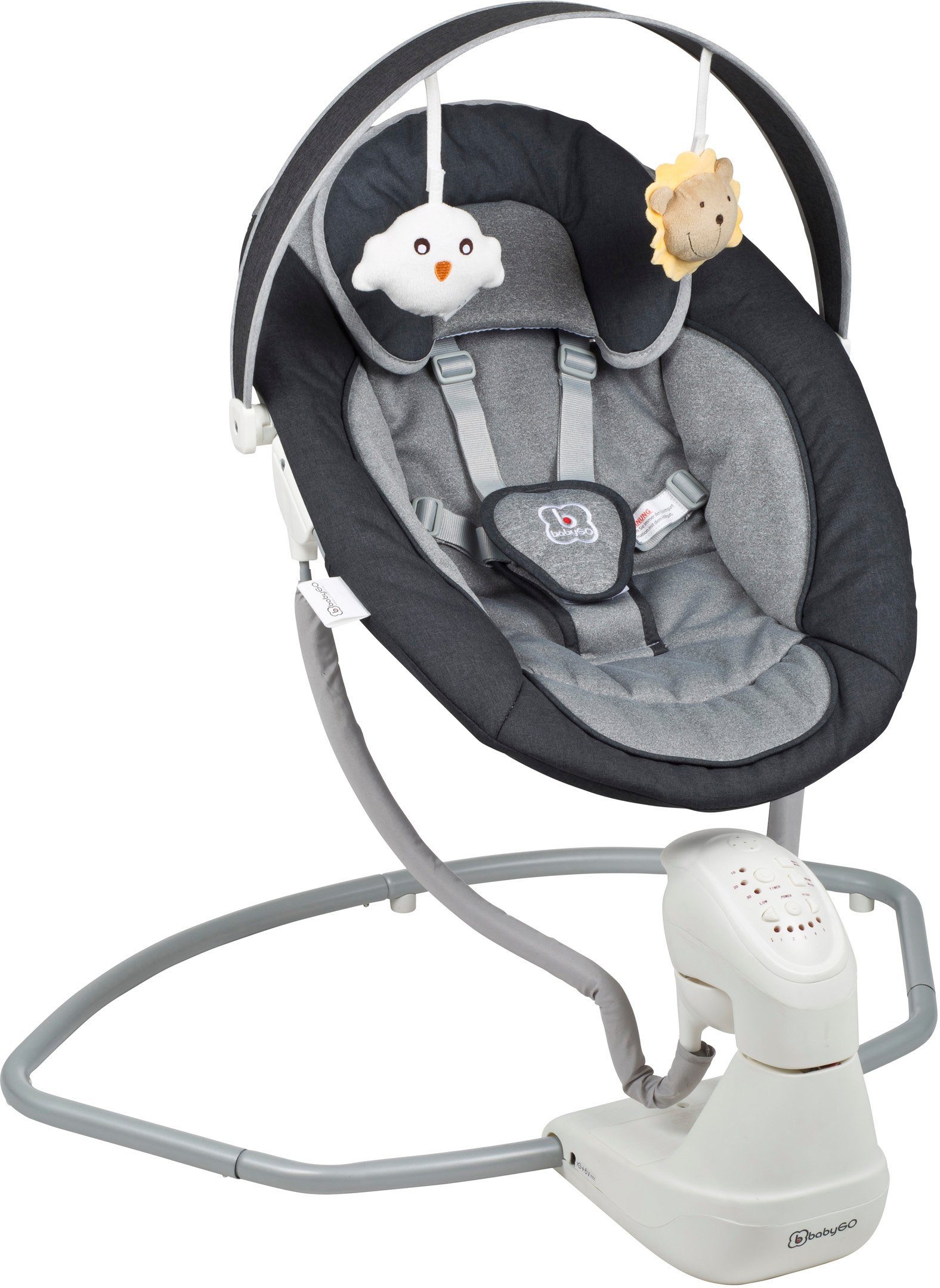 BabyGo Babywippe Cuddly, anthracite, elektrisch, mit Sound