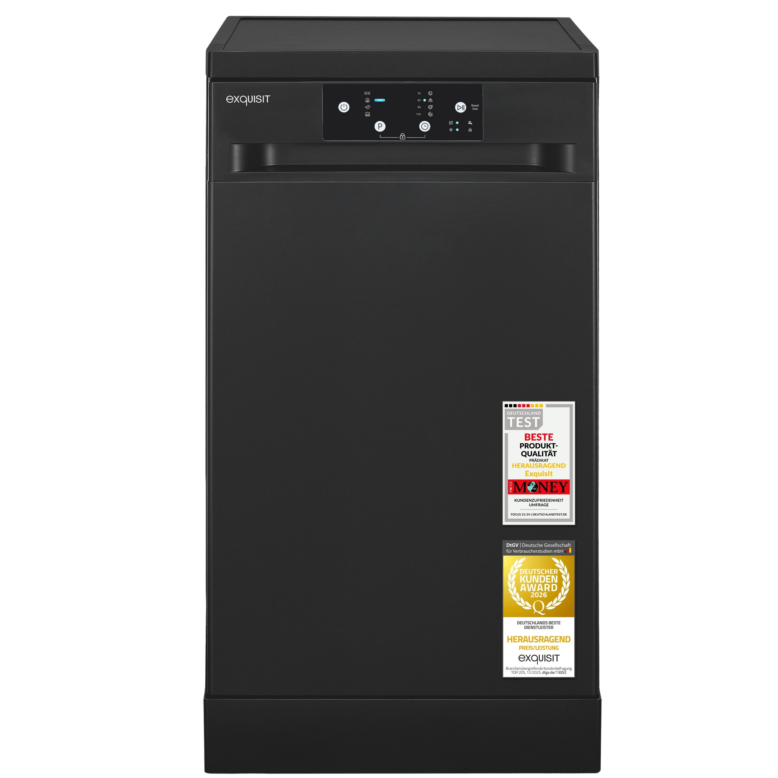 exquisit Standgeschirrspüler GSP9109-450D, 9 Maßgedecke, 4 Programme, Aquastop, Mehrfachschutz