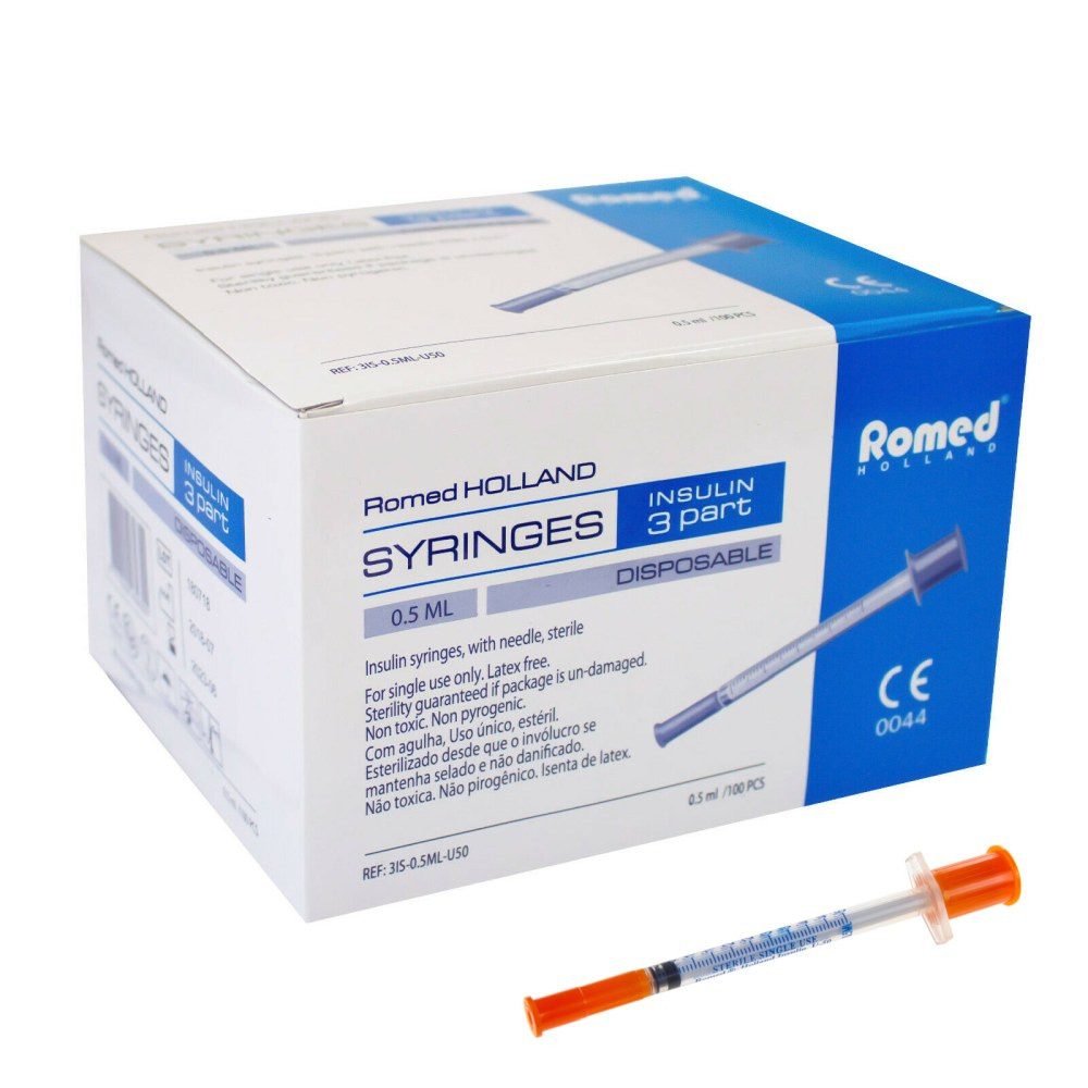 Romed Feindosierspritze Insulinspritzen U-50 steril 50 I.E. / 0,5 ml