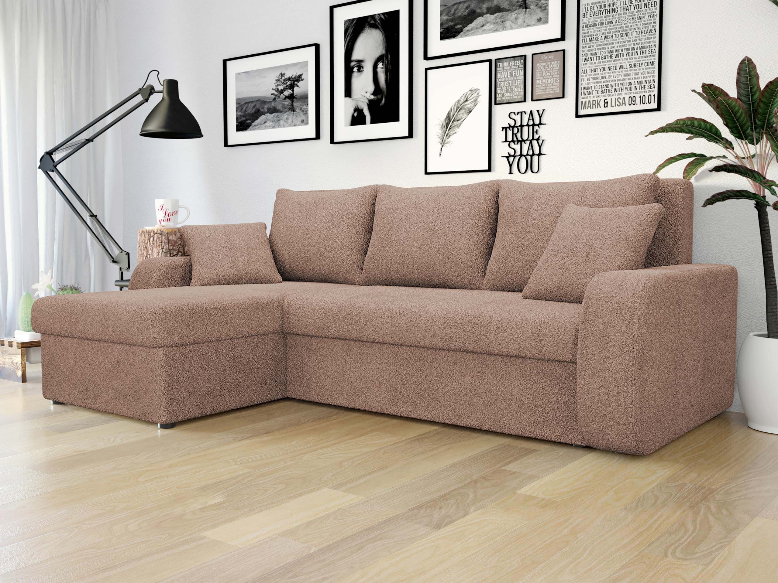 MIRJAN24 Ecksofa Kris Lux, mit Schlaffunktion und zwei Bettkasten, L-Form mit Kissen-Set, 238x147x80 cm