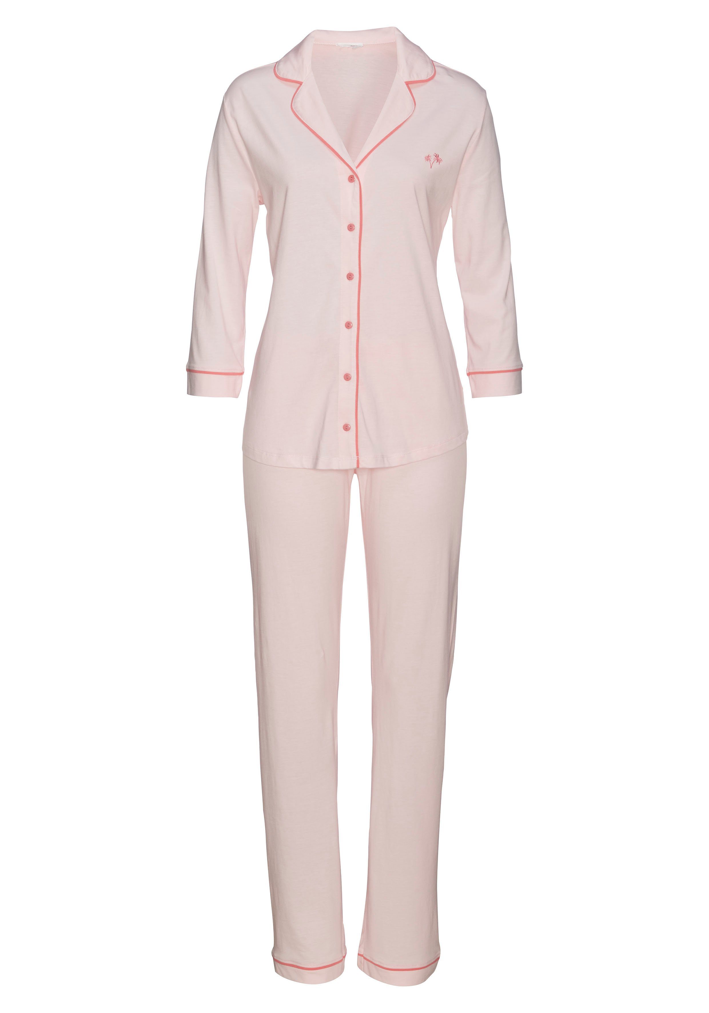 hellrosa Dreams Vivance Pyjama mit Druck floralem