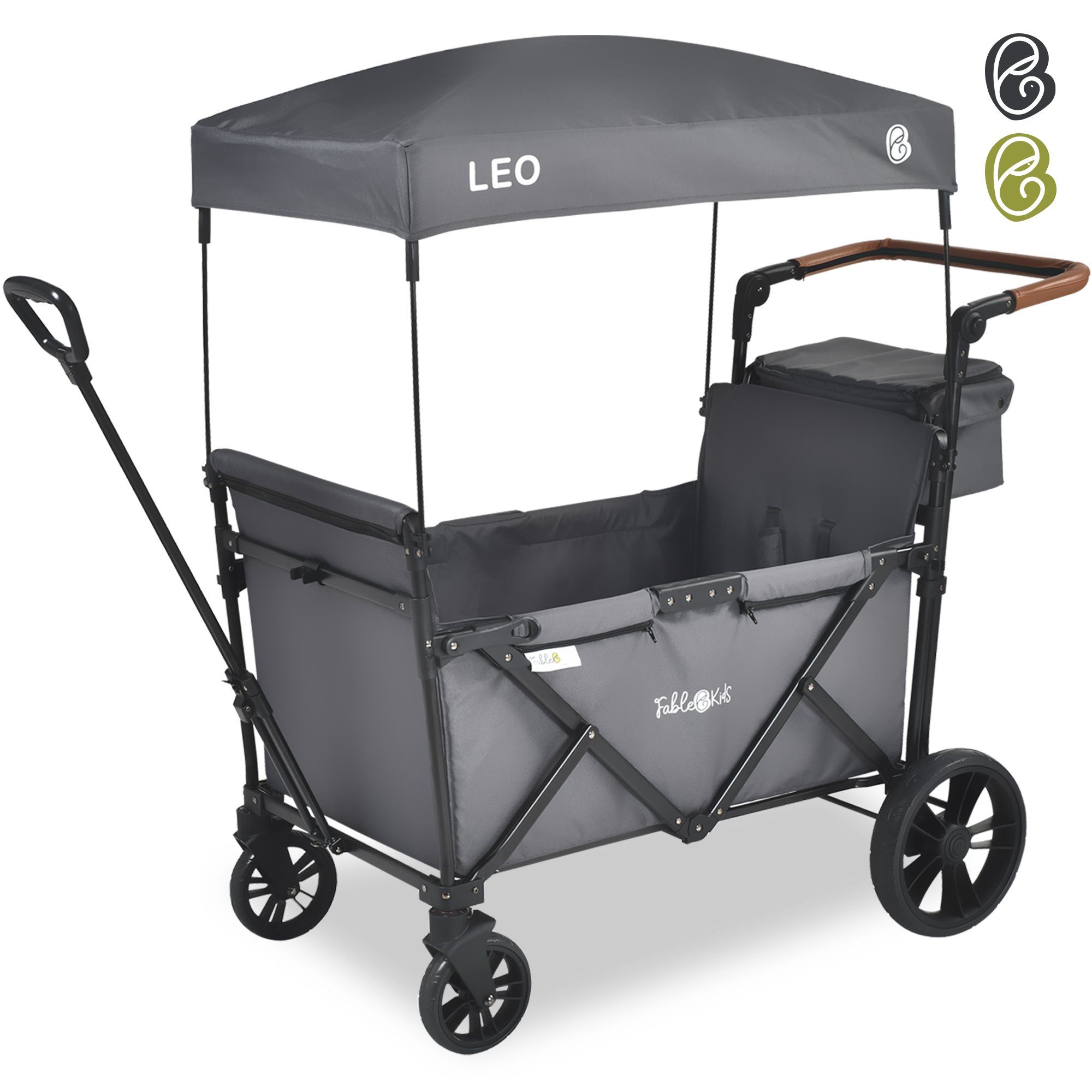 FableKids Bollerwagen LEO X2Lite mit Dach, faltbarer, Transportwagen, in 3  Farben (Fossil Grau)