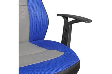 tinkaro Bürostuhl MINA Kunstleder/Meshbezug Kinder-Gaming-Sessel Blau/Grau