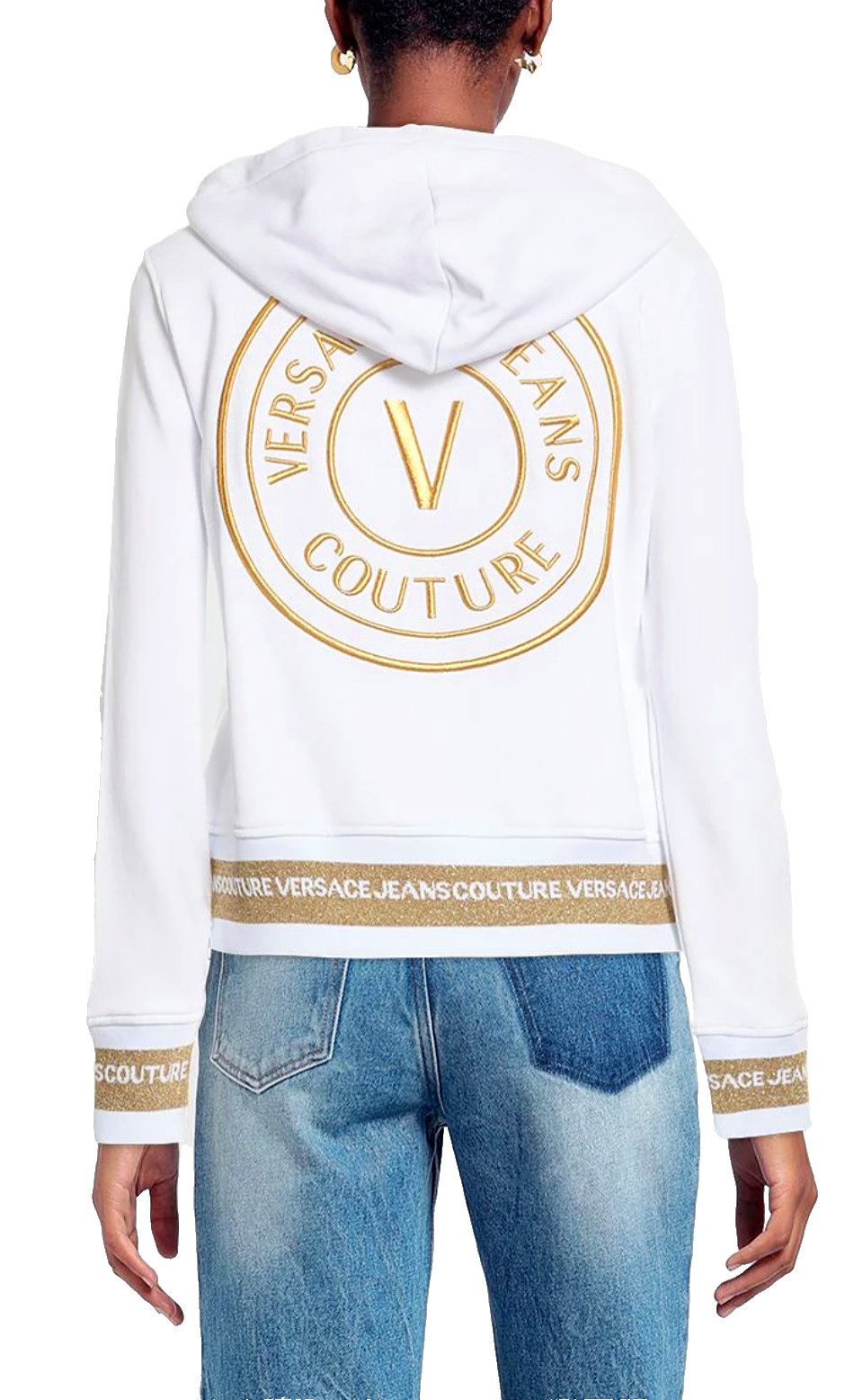 Versace Jeans Couture Kapuzensweatjacke V-Emblem Hooded Jacke V-Emblem Luxury Kollektion
