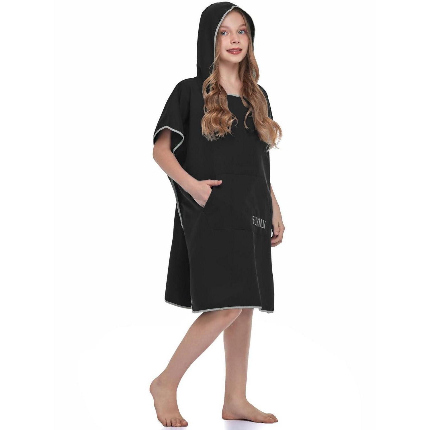 LuxusKollektion Kapuzenhandtuch Surf Poncho Mobile Umkleide Small Black, (1-St)