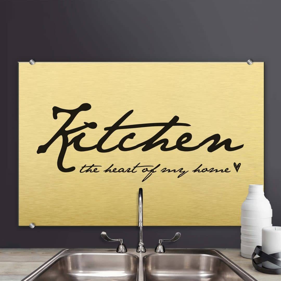 K&L Wall Art Spritzschutz Industrial Gold Optik Metall Küche Vintage Heart of Home