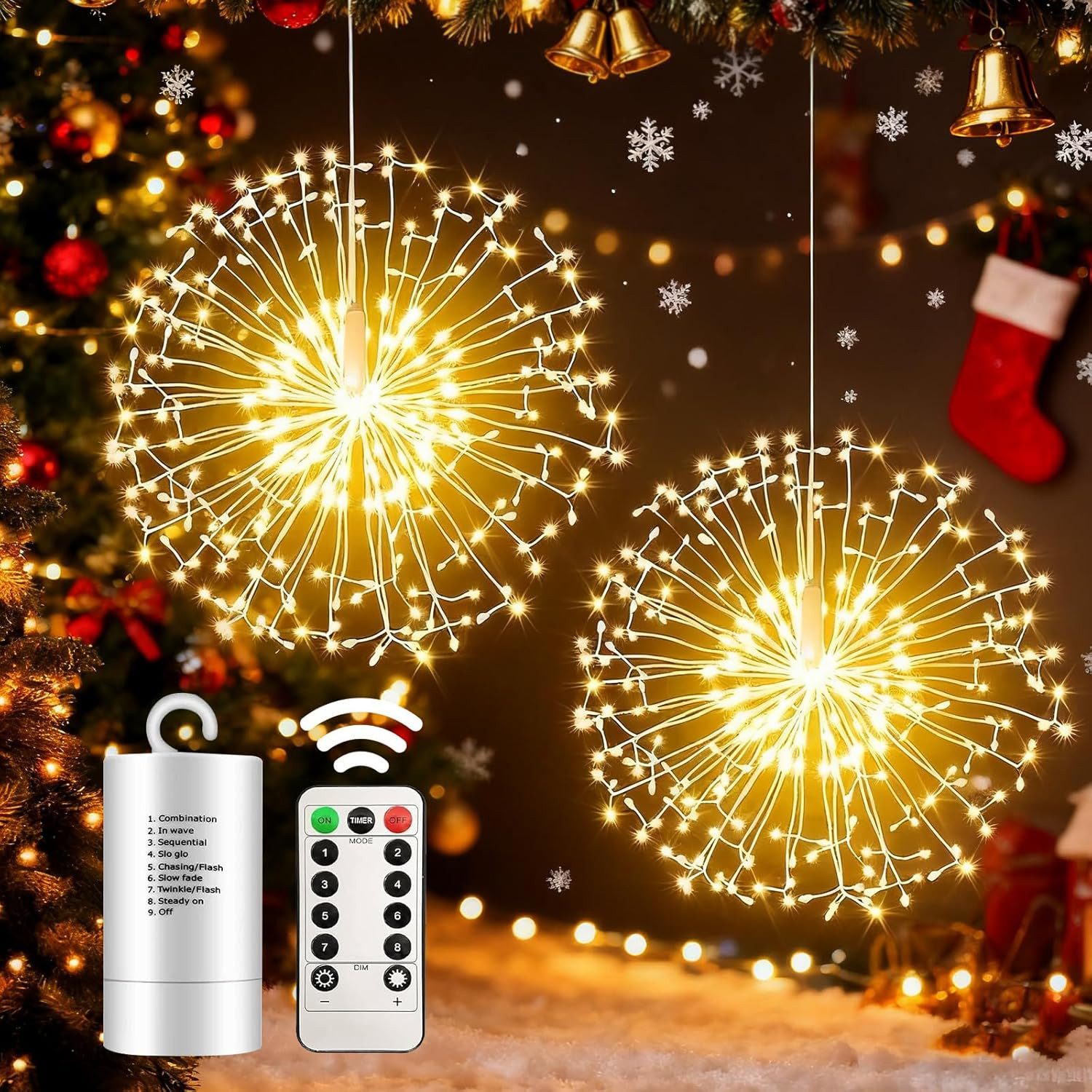 Merry 2024 Lichterkette LED Feuerwerk Hängestern Lichterketten, Weihnachtsd günstig online kaufen