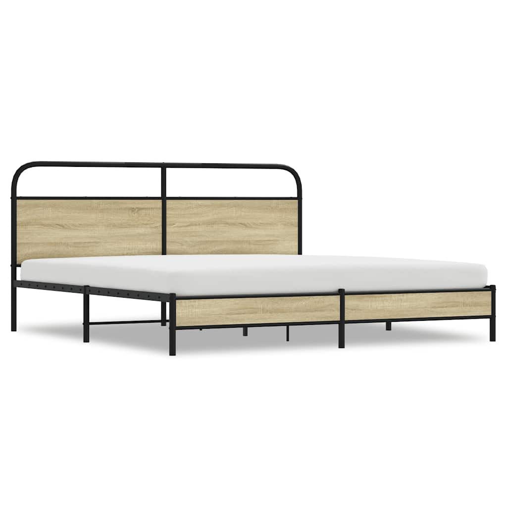 vidaXL Bett Metallbett ohne Matratze Sonoma-Eiche günstig online kaufen