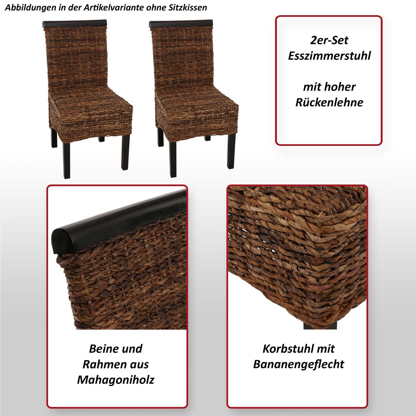 MCW Esszimmerstuhl Acireale-2 (Set, 2 St), 2er-Set, Beine aus lackiertem Holz