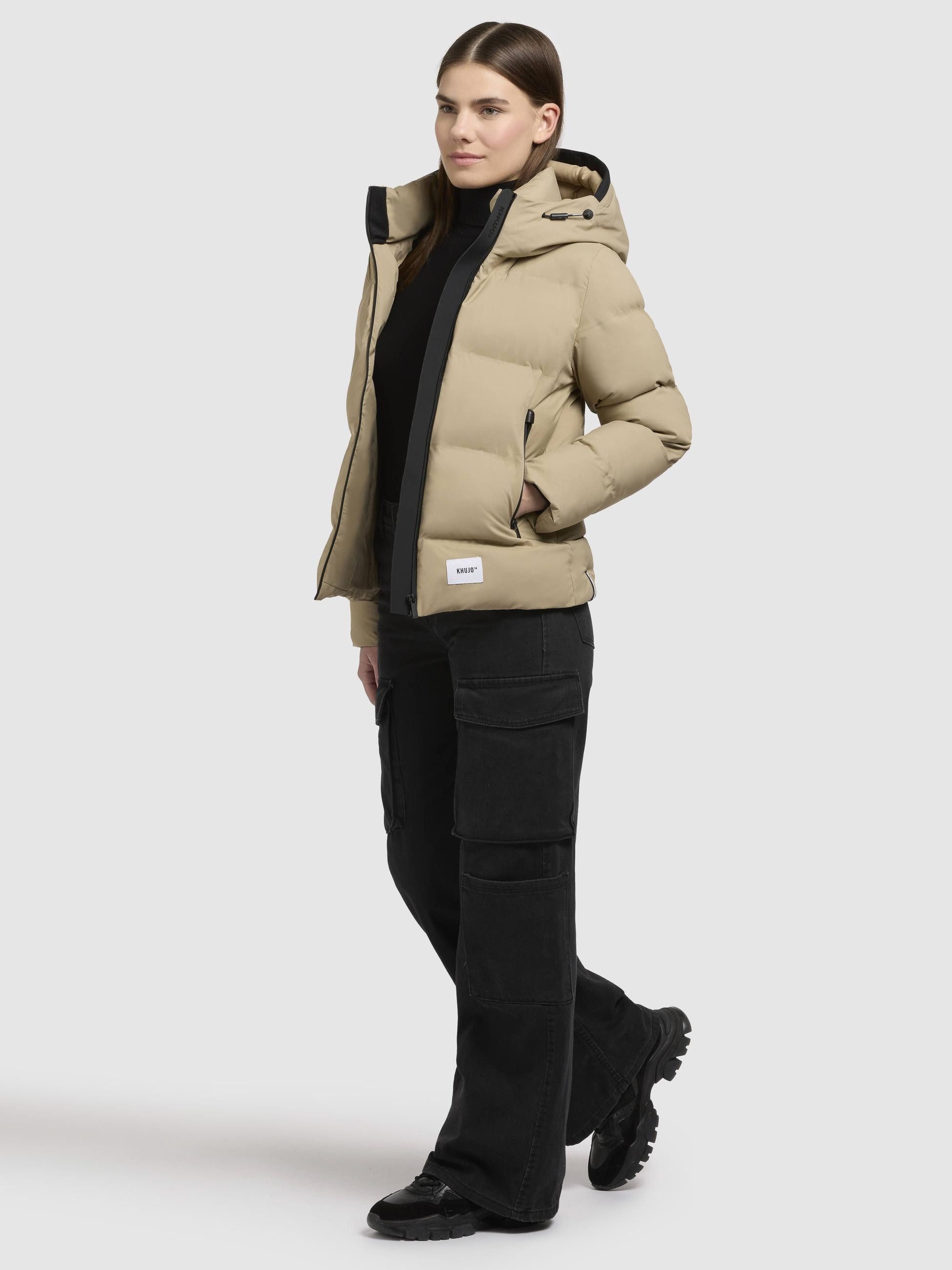 khujo Winterjacke Liev-YM Warme gesteppte Damen Kapuzenjacke