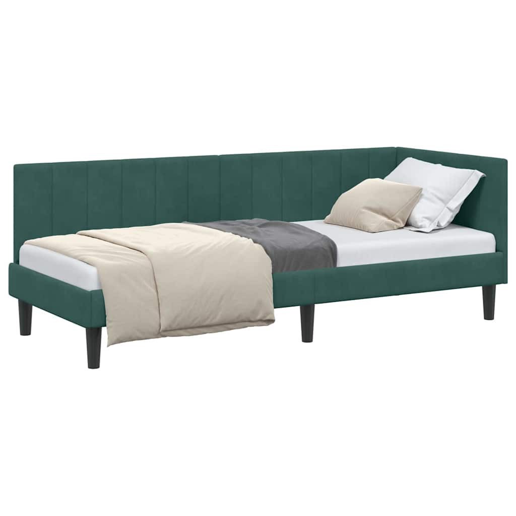 vidaXL Bett Eckbettgestell mit Kopfteil Dunkelgrün günstig online kaufen