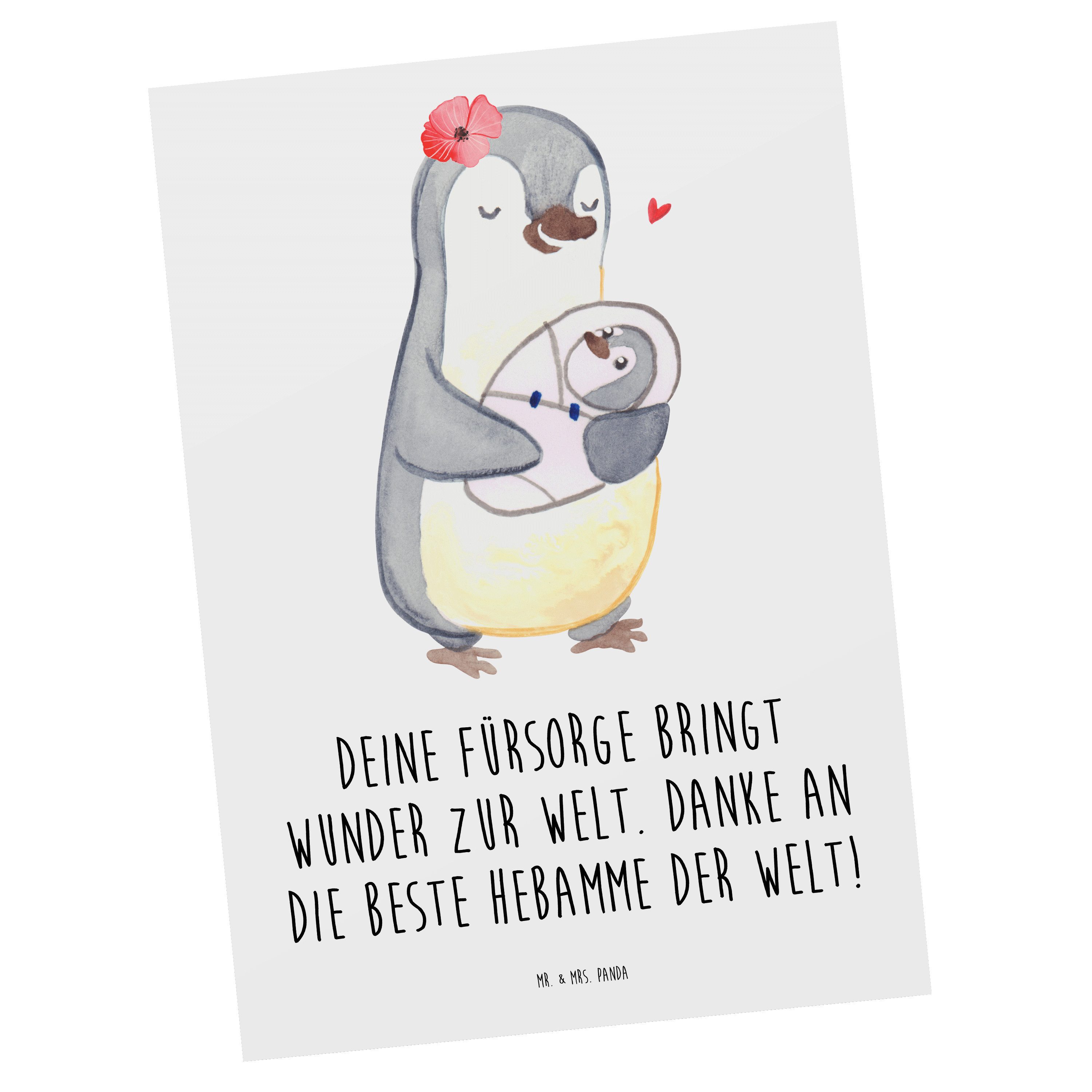 Mr. & Mrs. Panda Postkarte Beste Hebamme, Postkarte, Weiß, Hebammen-Würdigungen, Danke sagen, An, Geschenke Liebe Bedanken