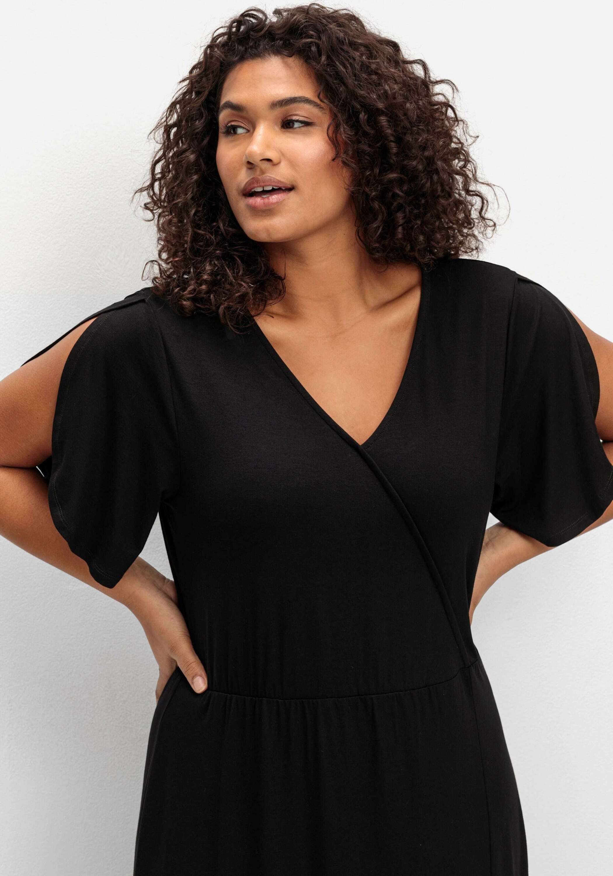 Sheego Strandkleid Jerseykleid Kurzarm
