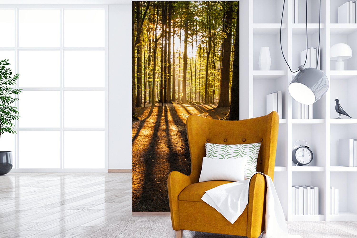 Küche, - - Schlafzimmer Fototapete Matt, Bäume Natur, Sonne - Fototapete Wohnzimmer Landschaft (2 - St), Vliestapete MuchoWow bedruckt, für Wald