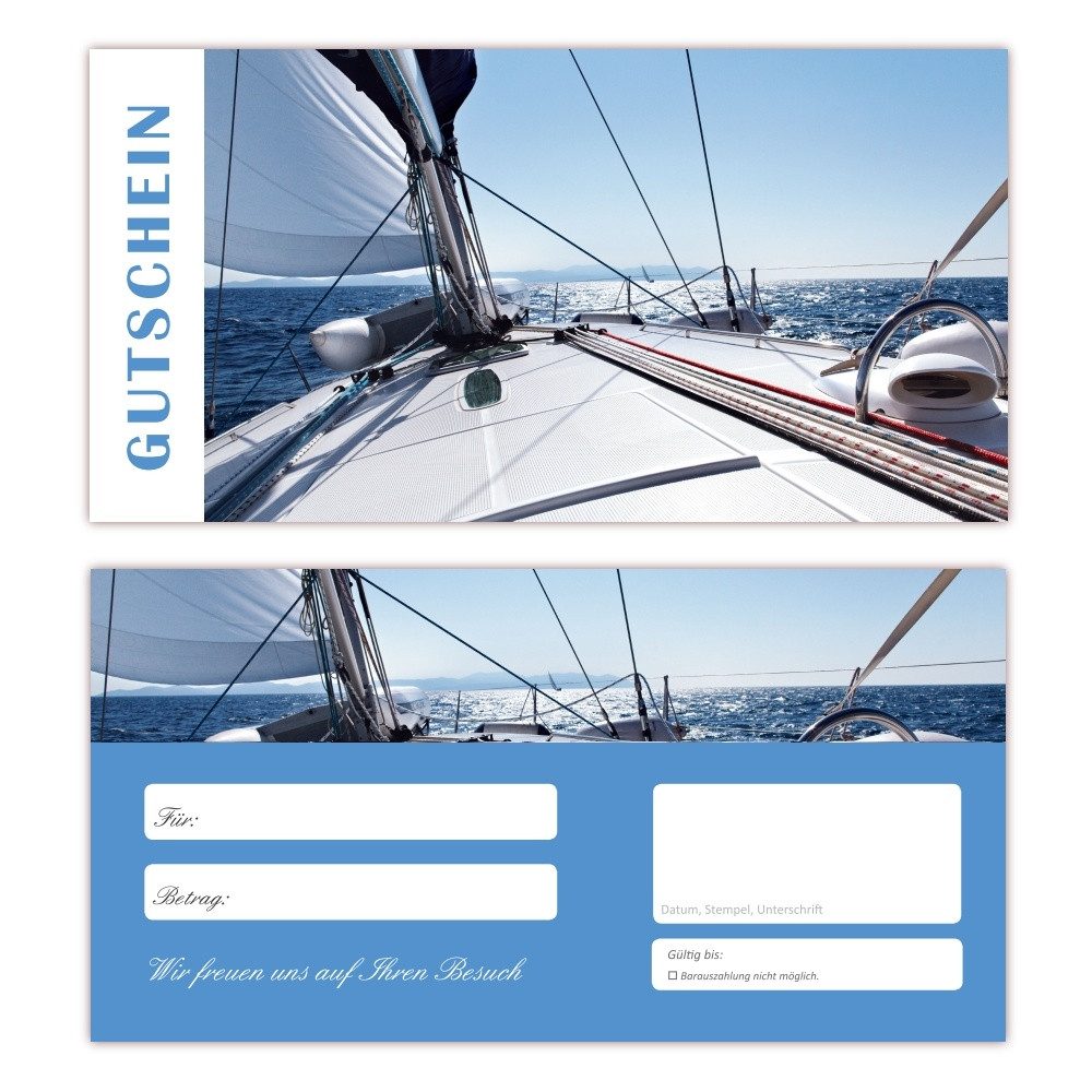 Geschenkkarte Geschenkgutscheine Segeln Meer Segeltörn (Segeln-643)