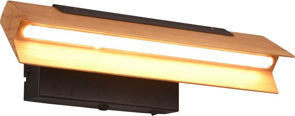 3 Leuchten schwenkbar, 1100 Dimmfunktion, LED LED TRIO Lumen fest Wandleuchte Ein-/Ausschalter, Wandlampe Kerala, Dimmstufen integriert, warmweiß, Holzschirm Warmweiß, LED
