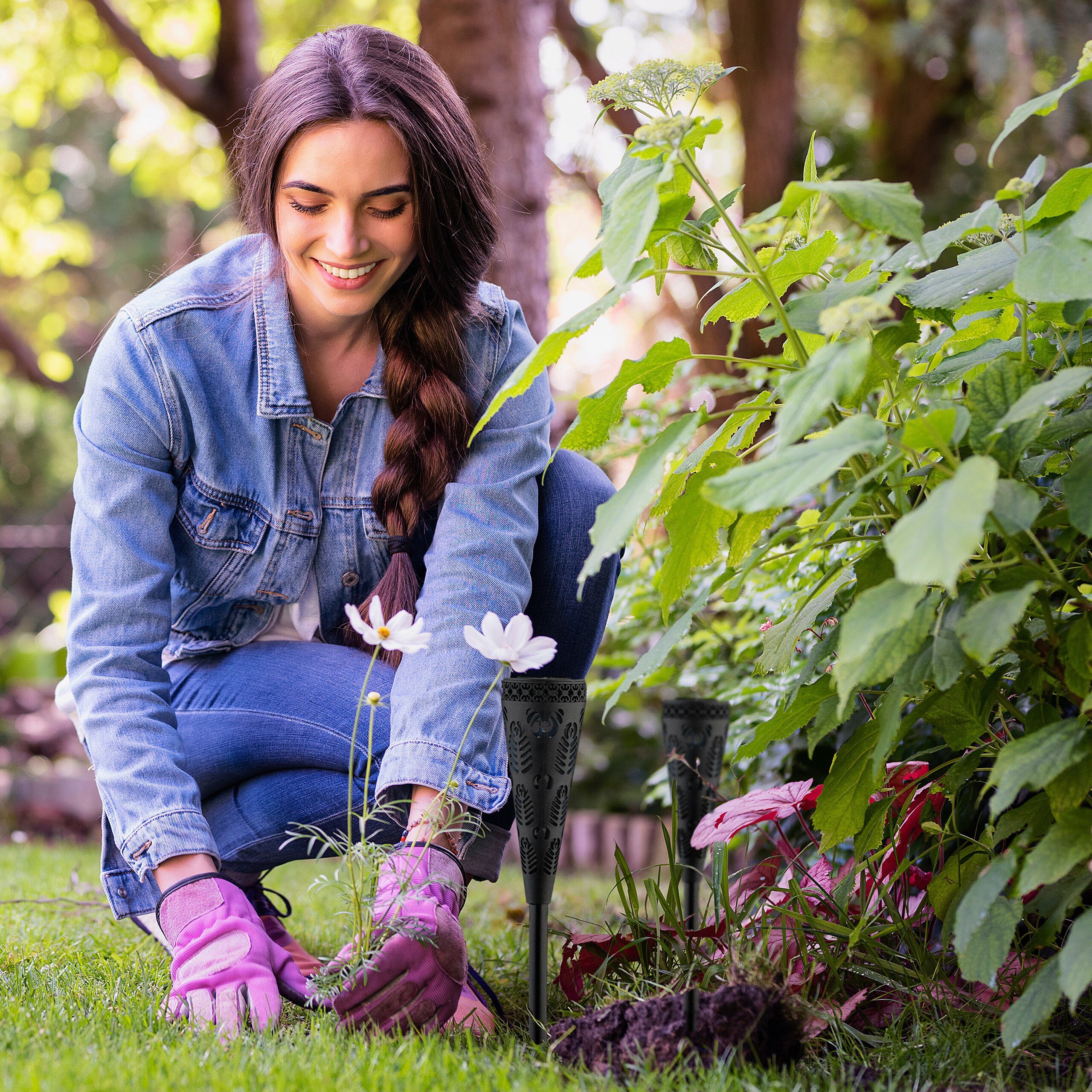 relaxdays LED Solarleuchte Solarlampen-Set mit Lichteffekt, 4er Pack