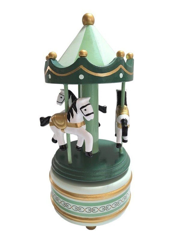Musicboxworld Spieluhr Spieluhr Karussell aus Holz grün