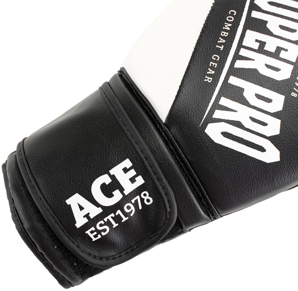 Ace schwarz/weiß Boxhandschuhe Super Pro