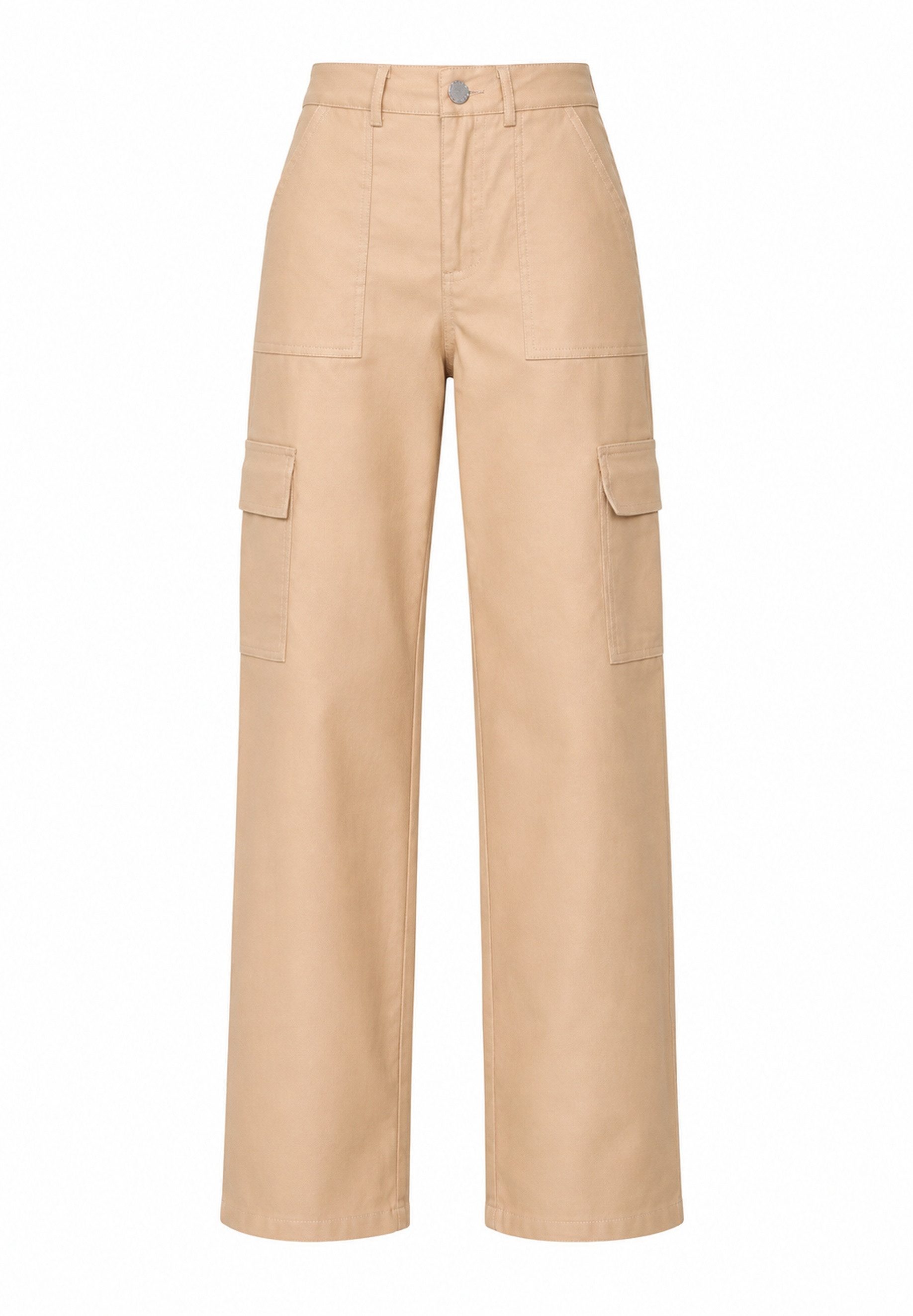 GIRL VIVI Cargohose — Damen Cargo Hose in Lederoptik mit High Waist und weitem Bein