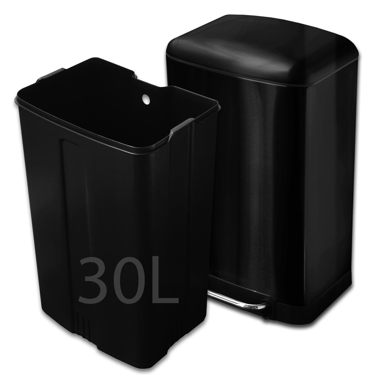 Abfallbehälter pura Mülleimer Cubo, 2 30 Schwarz aus Edelstahl, Farben, casa Liter