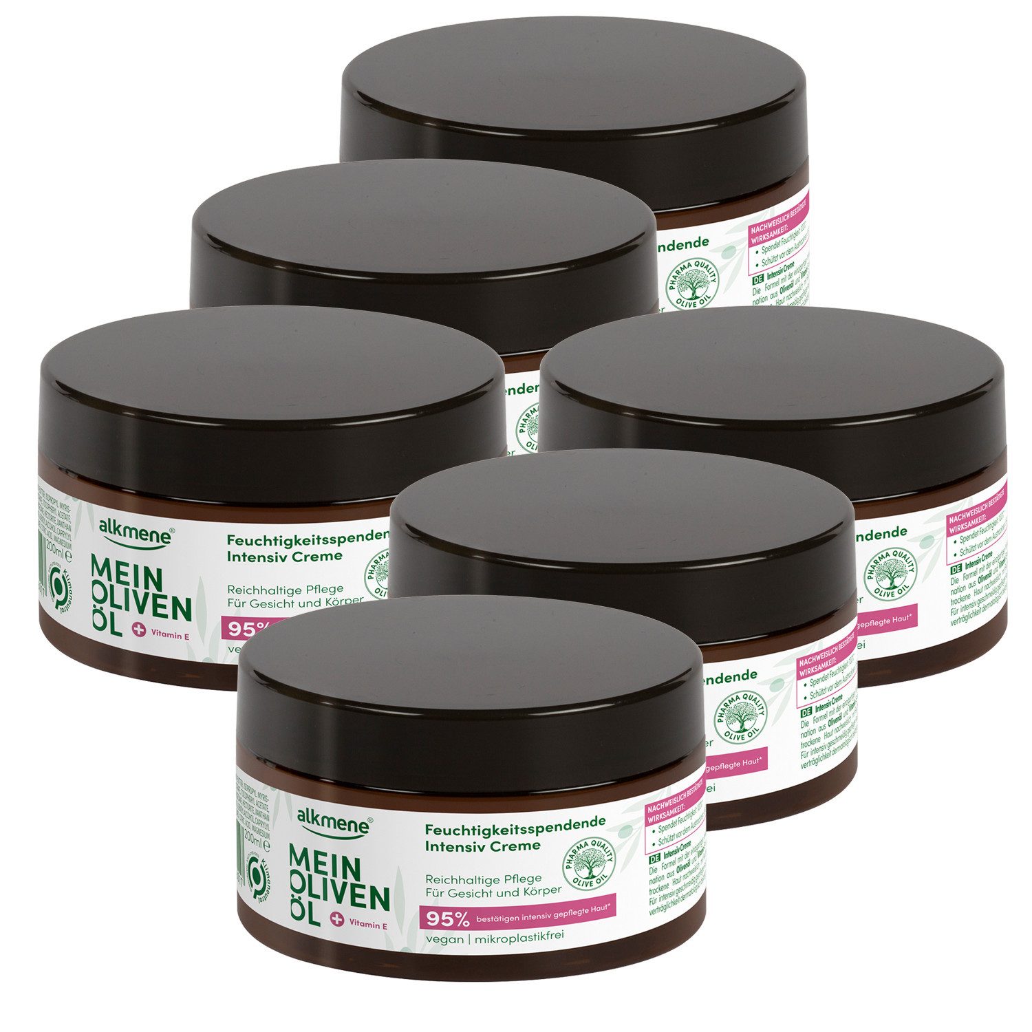 alkmene Feuchtigkeitscreme Intensiv Hautcreme trockene Haut 1200 ml, Olivenöl, Männer & Frauen, 6-tlg.