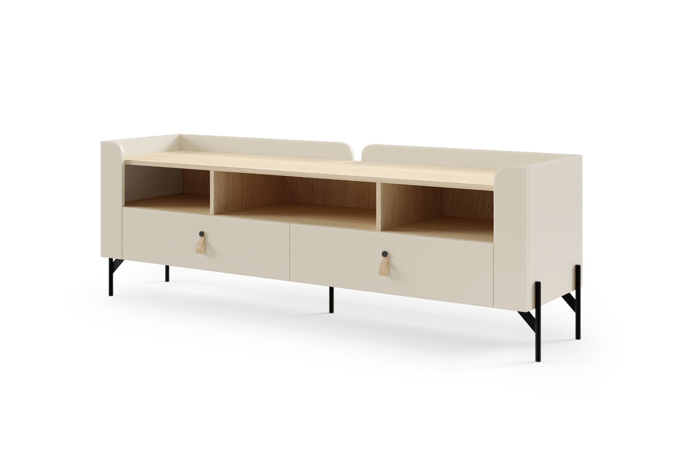 Deine Möbel 24 TV-Board SOVI 09 160 cm breit, skandinavisches Design, SOVI - Kollektion (Set, 1 St., ideal für Wohnzimmer), TV-Schrank mit 3 Schubladen und 3 offenen Fächern