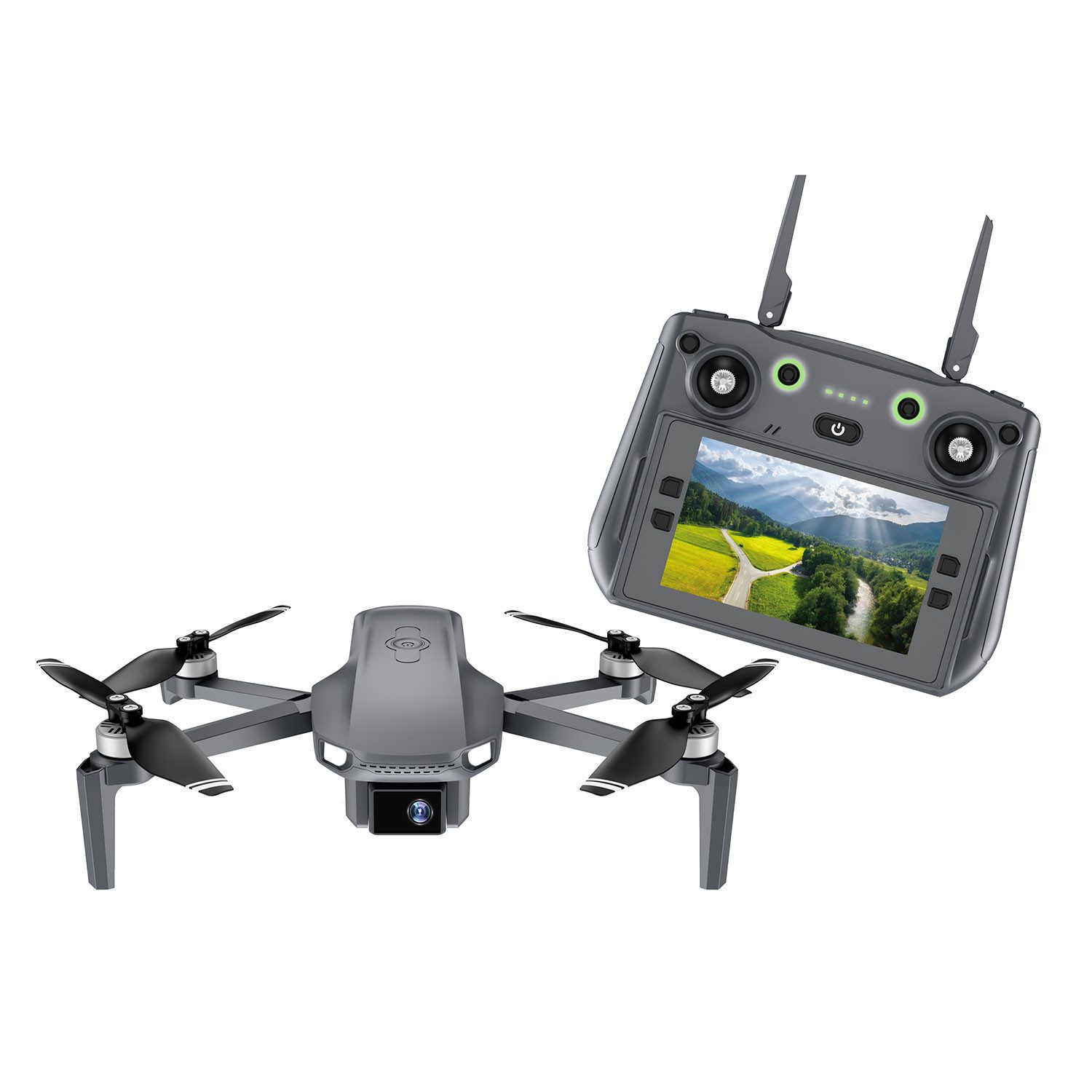 Denver DCG-3572 Faltbare Drohne 8 MP GPS WLAN Drohne (Fernsteuerung mit 4,3-Zoll-Display)
