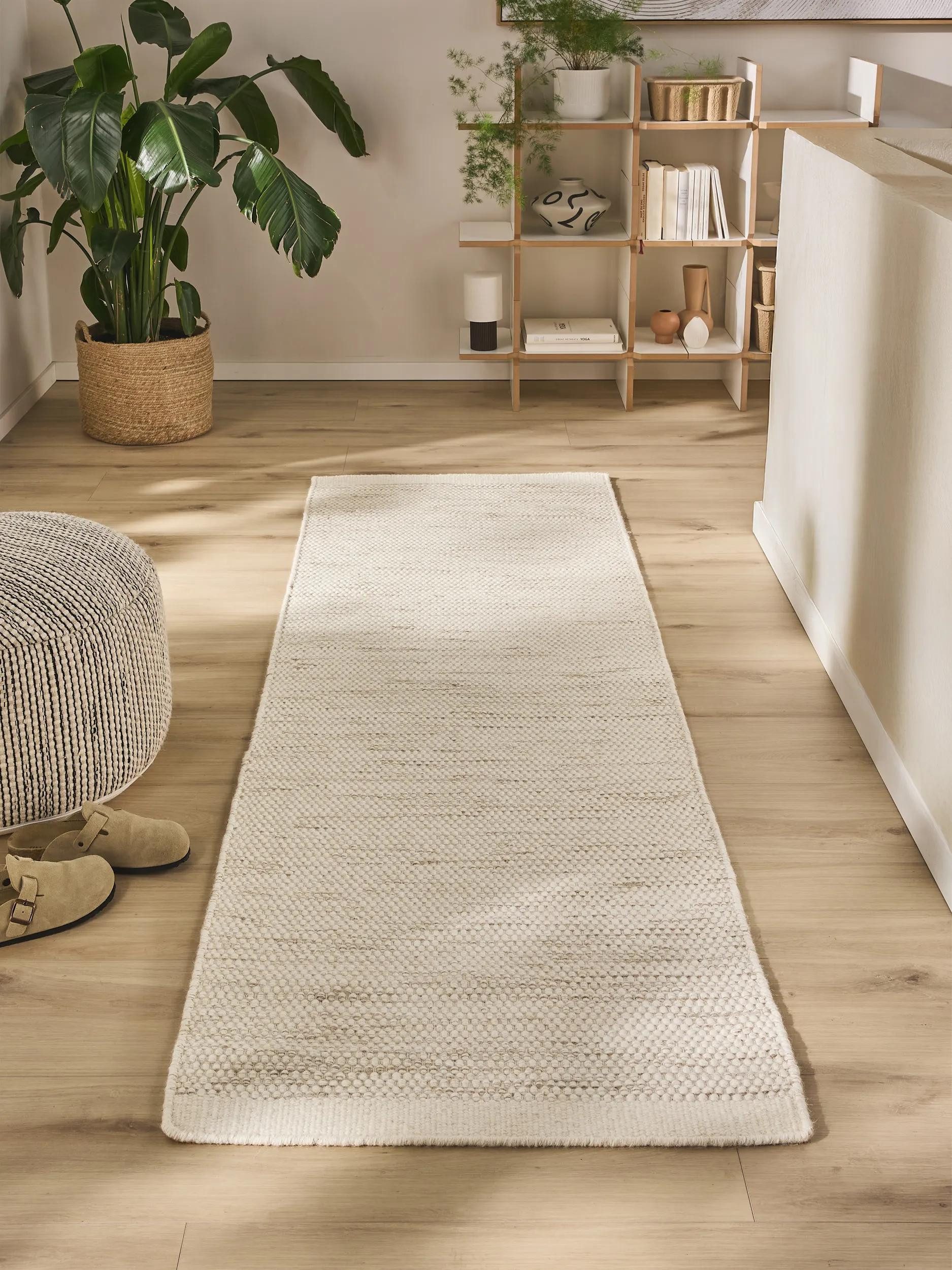 benuta Wollteppich Rocco, rechteckig, Höhe: 5 mm, Teppich Wohnzimmer, Schlafzimmer, Esszimmer, Flur, Kunstfaser, Cozy