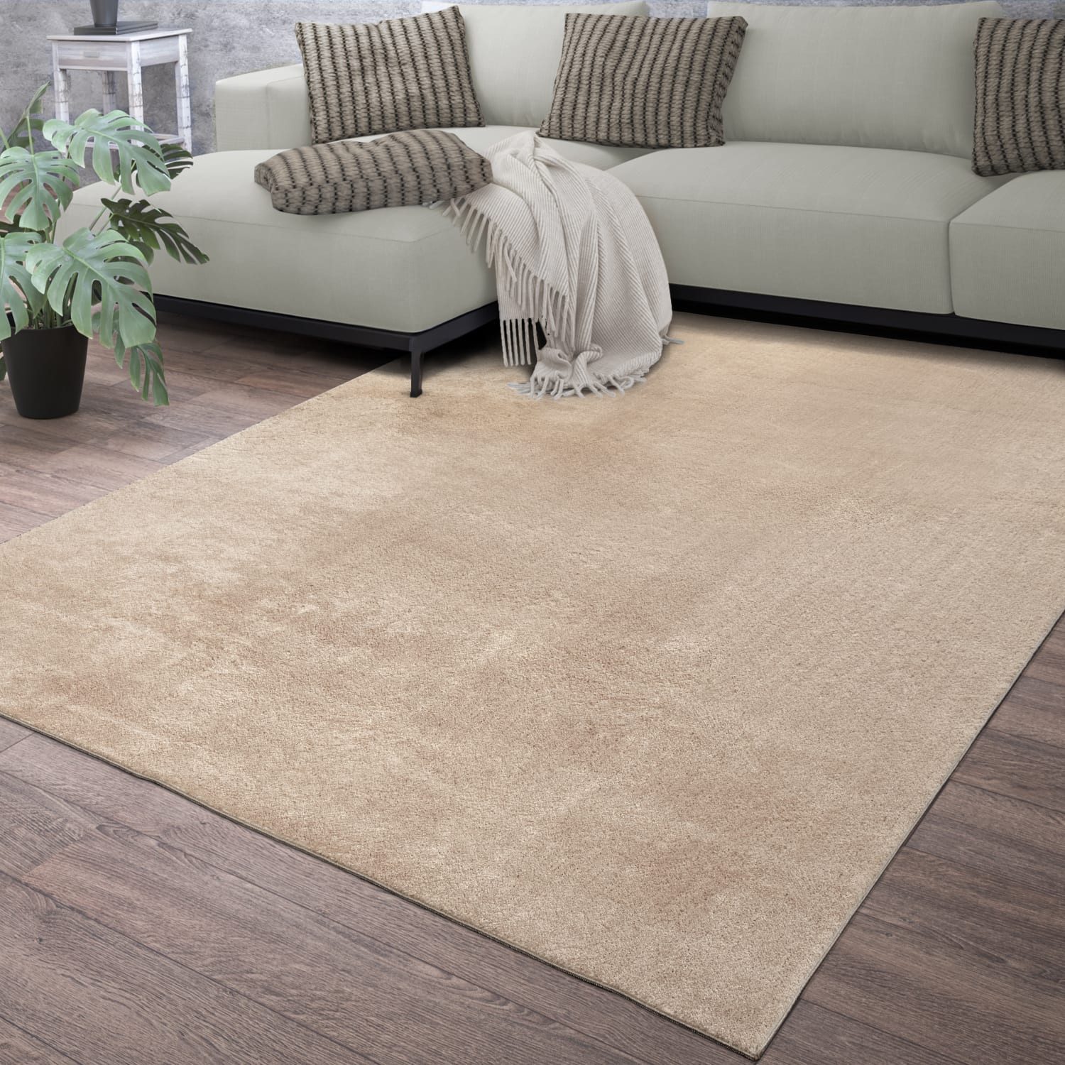 TT Home Teppich Diele, Esszimmer, Flur, Schlafzimmer, Wohnzimmer, Rechteckig, Höhe: 14 mm, Wohnzimmer Kurzflor Einfarbig Modernes Design Waschbar