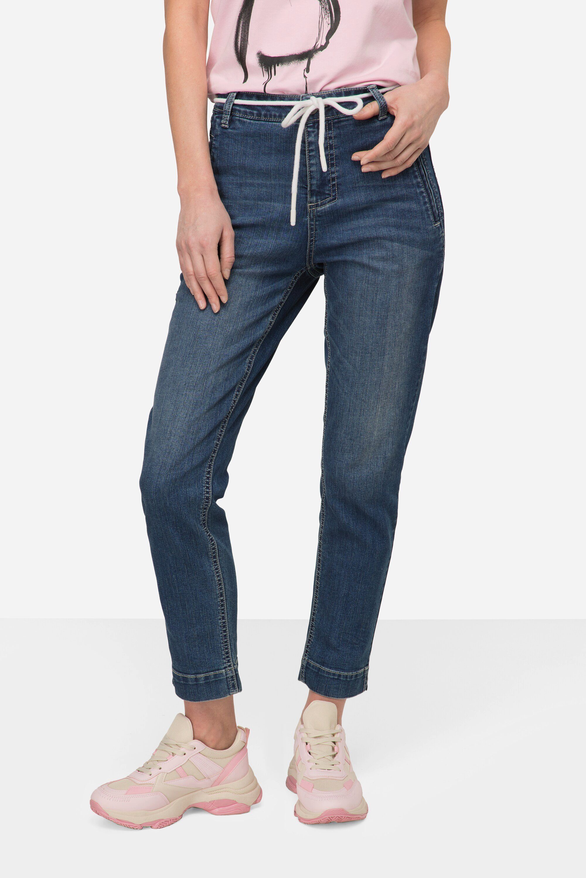 blue Regular-fit-Jeans Wash-Effekte 7/8-PushUp Jeans denim Julia Zipptaschen Laurasøn