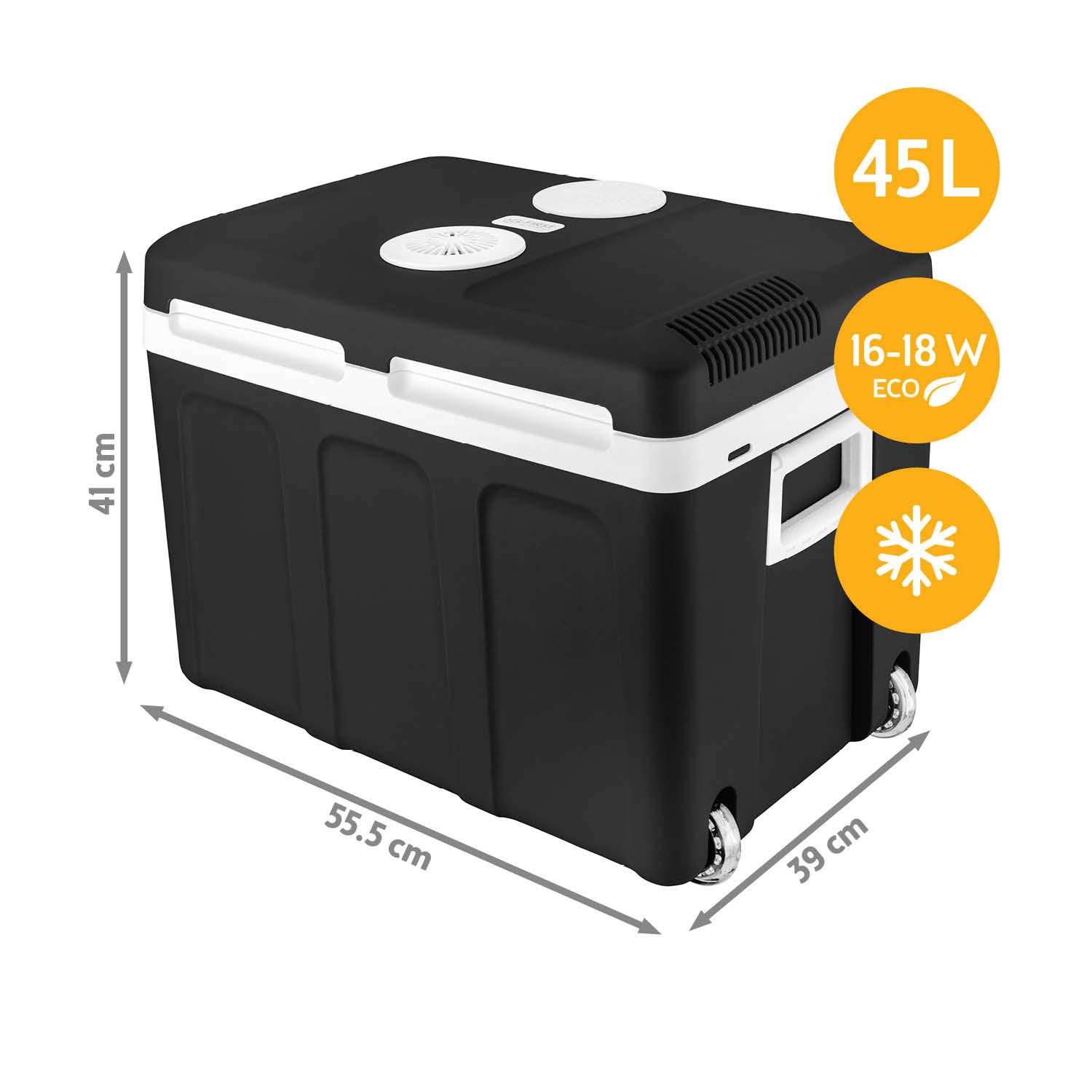 TZS FIRST AUSTRIA Elektrische Kühlbox Mobil Kühlschrank 45L, 12V /230V Anschluss, 12-V-Stecker fürs Auto, für Camping, Festivals, Reisen, mit Kühl- und Warmhaltefunktion