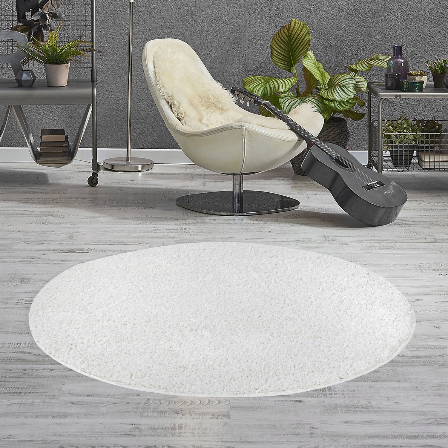Vimoda Hochflor-Läufer Teppich Shaggy Creme Weiss, günstig online kaufen