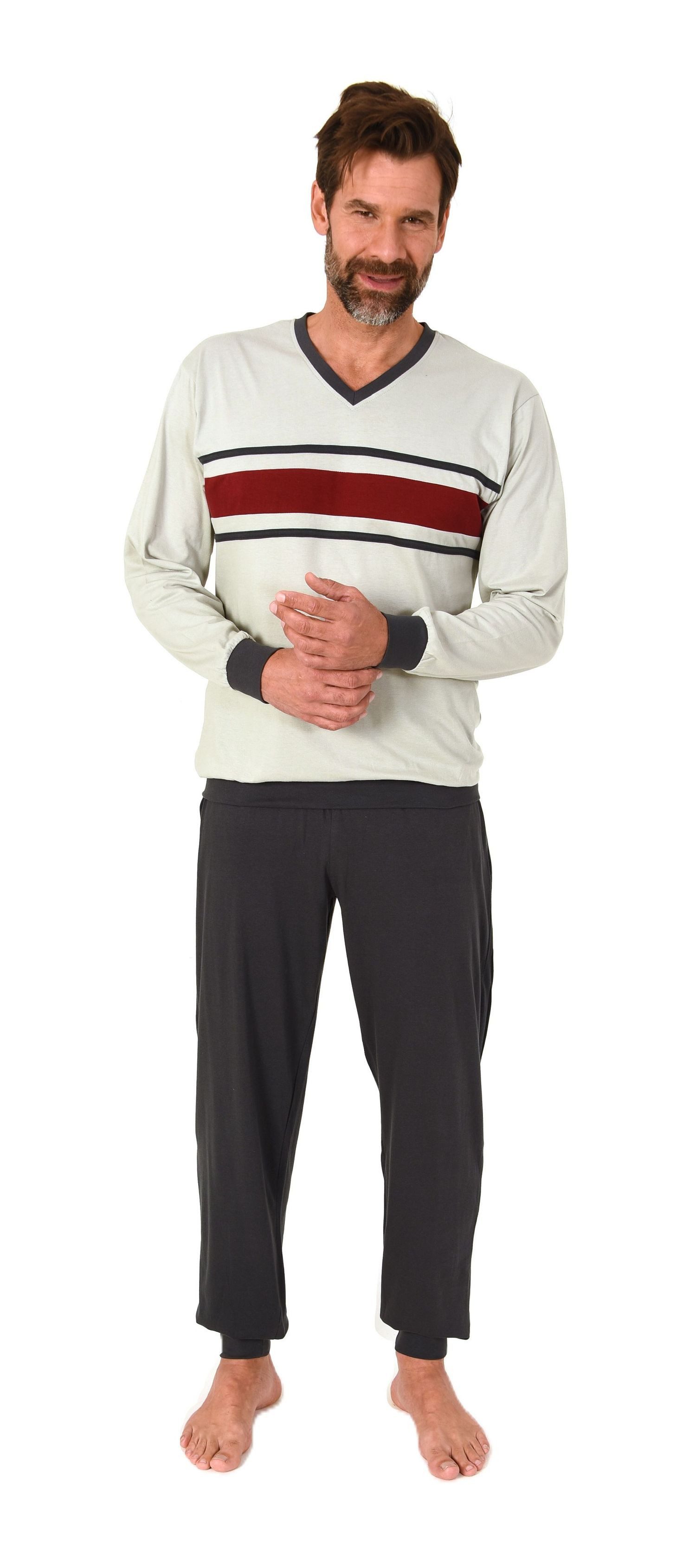 Normann Pyjama Normann Herren Schlafanzug lang mit Bündchen - auch in Überg günstig online kaufen