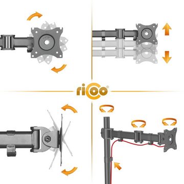 RICOO TS5711 Monitor-Halterung, (bis 32 Zoll, Tischhalterung Schwenkarm Monitorständer Bildschirm Halter schwenkbar)