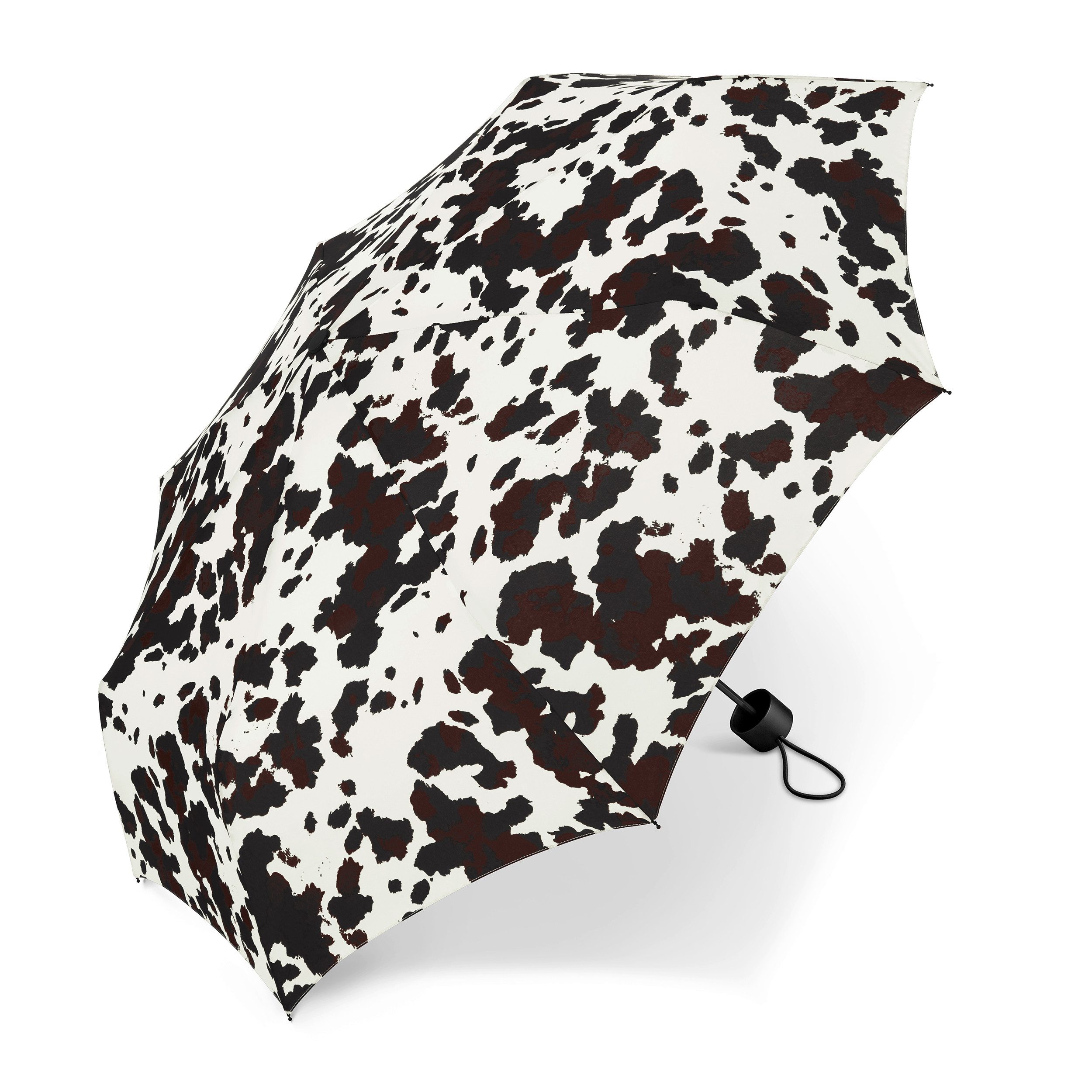 HAPPY RAIN Taschenregenschirm Regenschirm Kuh-Print, manuell, Ø 93 cm, windproof, 180T Polyester