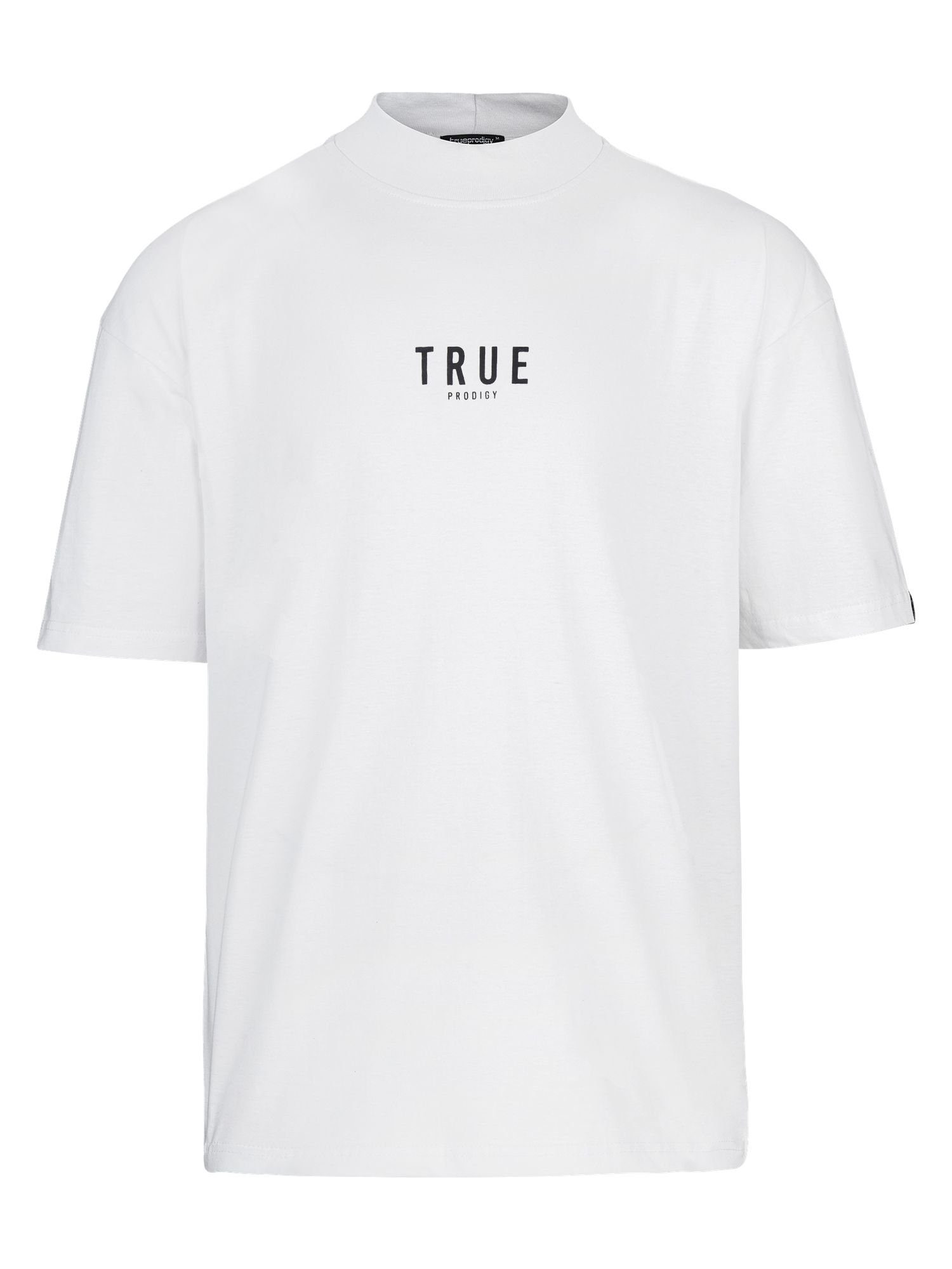 trueprodigy Oversize-Shirt Riley Logoprint Weiß Stoff dicker Stehkragen