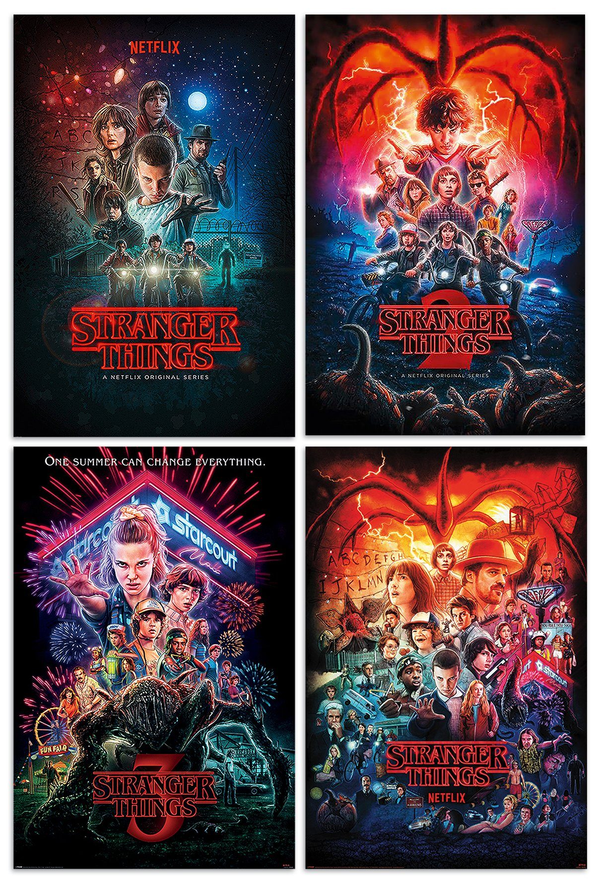 Close Up Poster Stranger Things Poster 4erSet Season 1 - 4 61 x 91,5 cm