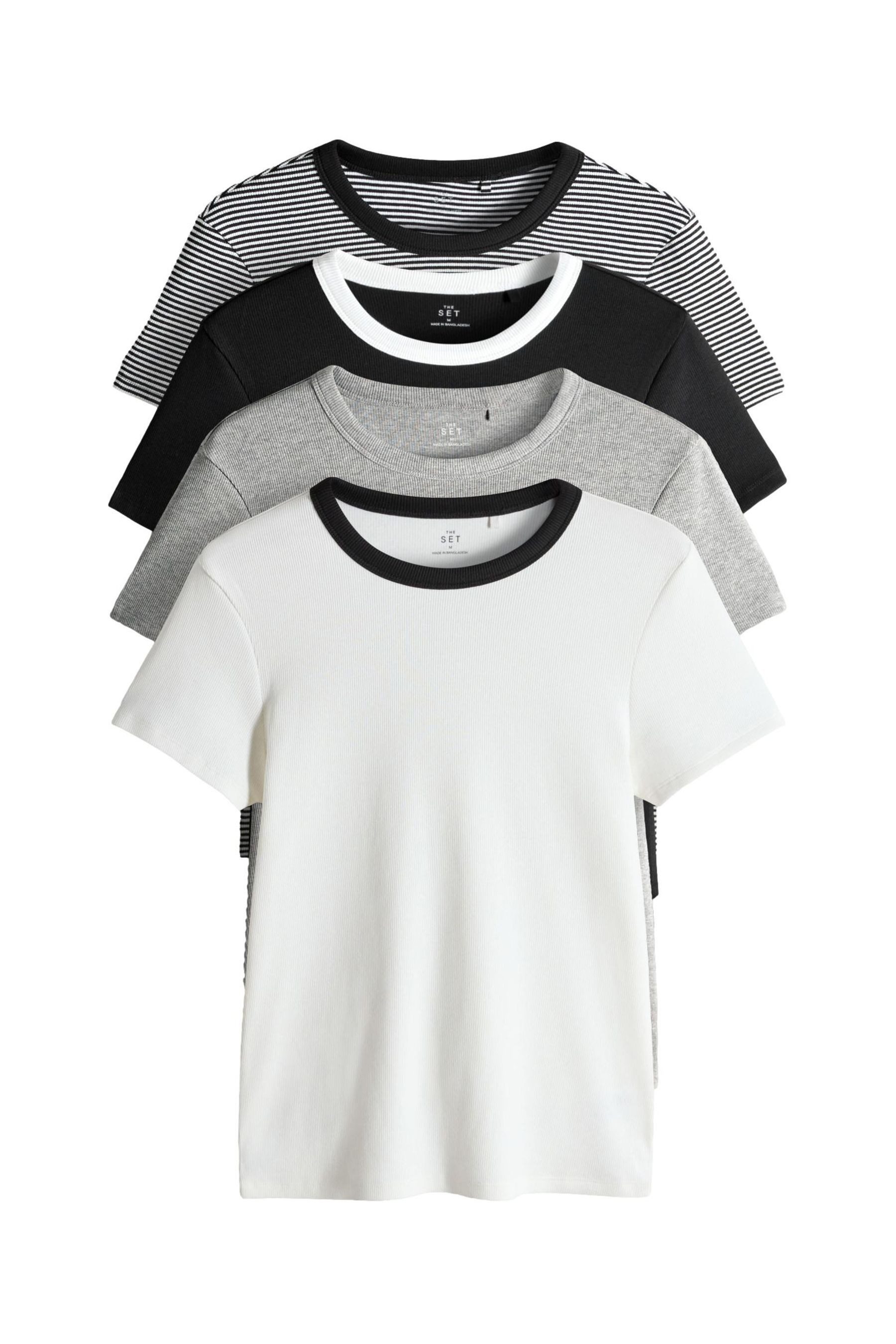 The Set T-Shirt The Set gerippte Kurzarm-T-Shirts, 4er-Pack (4-tlg) günstig online kaufen
