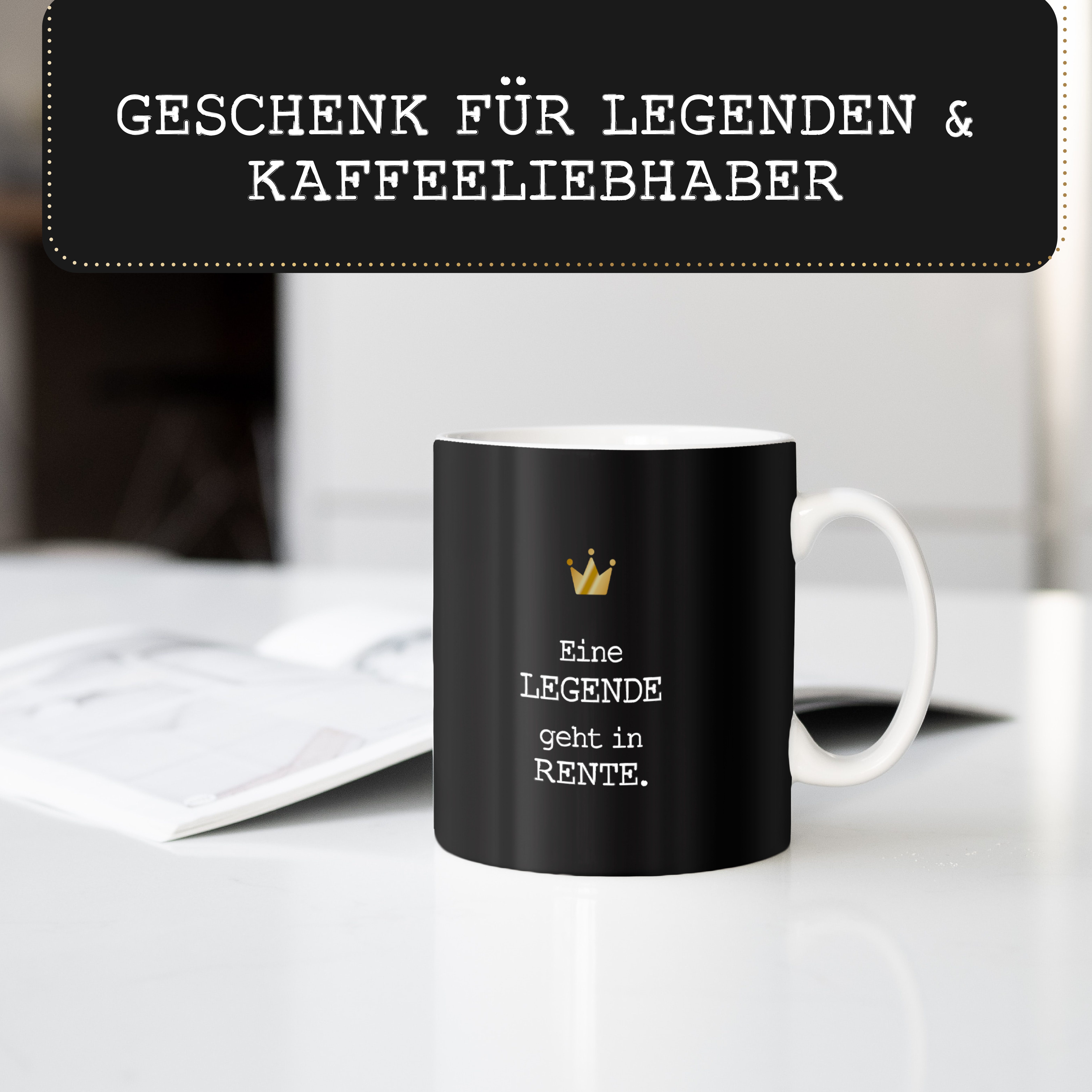 Amari Tasse Rentner Lustiges Geschenk für den Ruhestand Bürotasse, Keramik, hochwertige Goldveredelung, Kaffeetasse, Teetasse, Rente