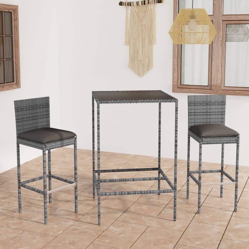 vidaXL Gartenlounge-Set aus PE-Rattan, pulverbeschichteter Stahl in Grau.