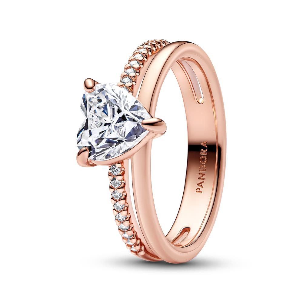 Pandora Fingerring PANDORA Damen Herzring Timeless mit Zirkonia, rosévergoldet
