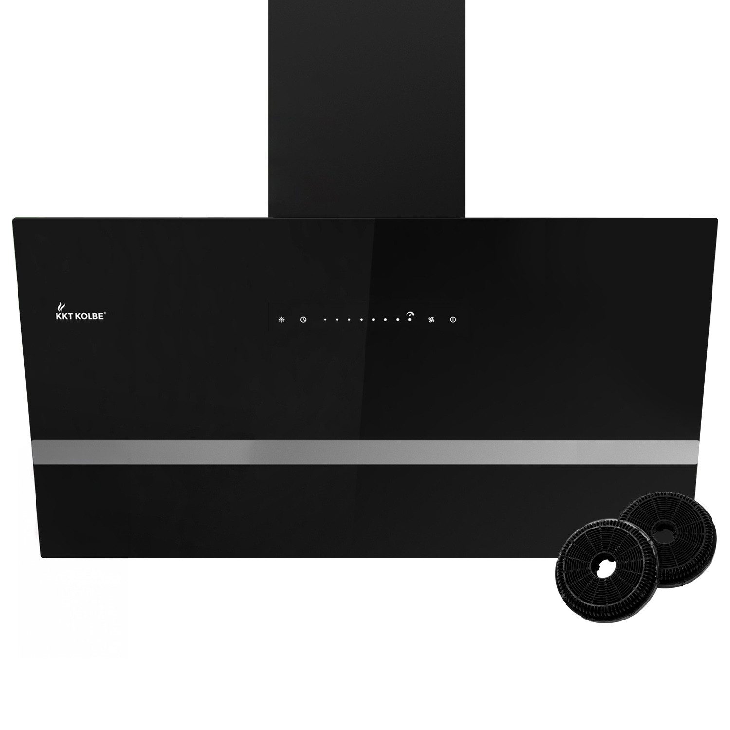 KKT KOLBE Wandhaube Dunstabzugshaube 90cm EASY9005SM RGBW Ambientebeleuchtung Abzugshaube / Schräghaube / 90cm / Schwarz / Glas / LED / WiFi-App