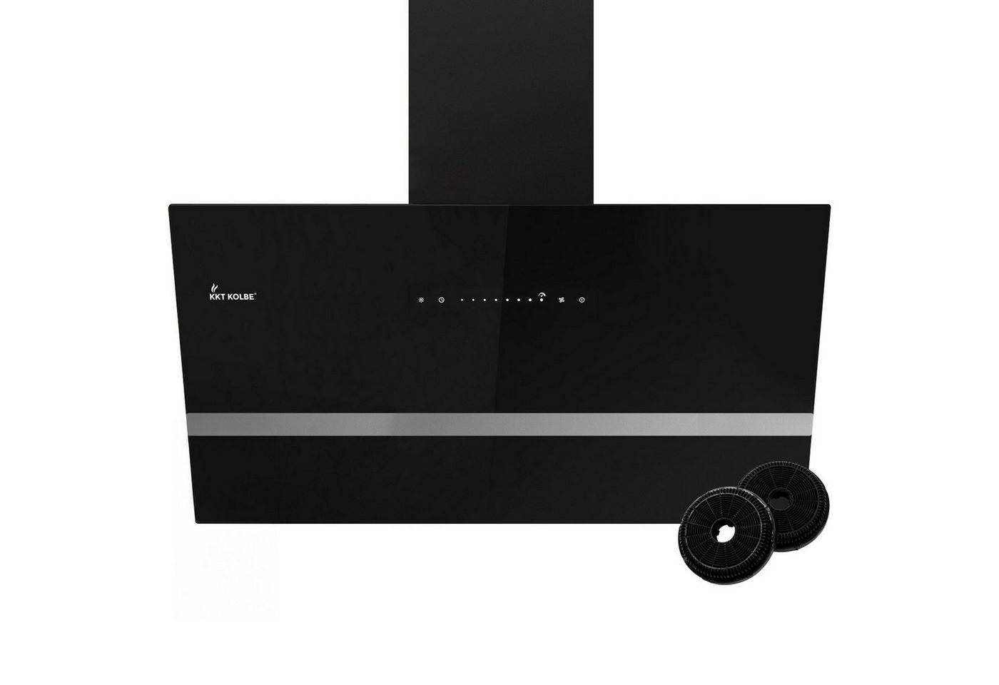 KKT KOLBE Wandhaube Dunstabzugshaube 90cm EASY9005SM RGBW Ambientebeleuchtung Abzugshaube / Schräghaube / 90cm / Schwarz / Glas / LED / WiFi-App