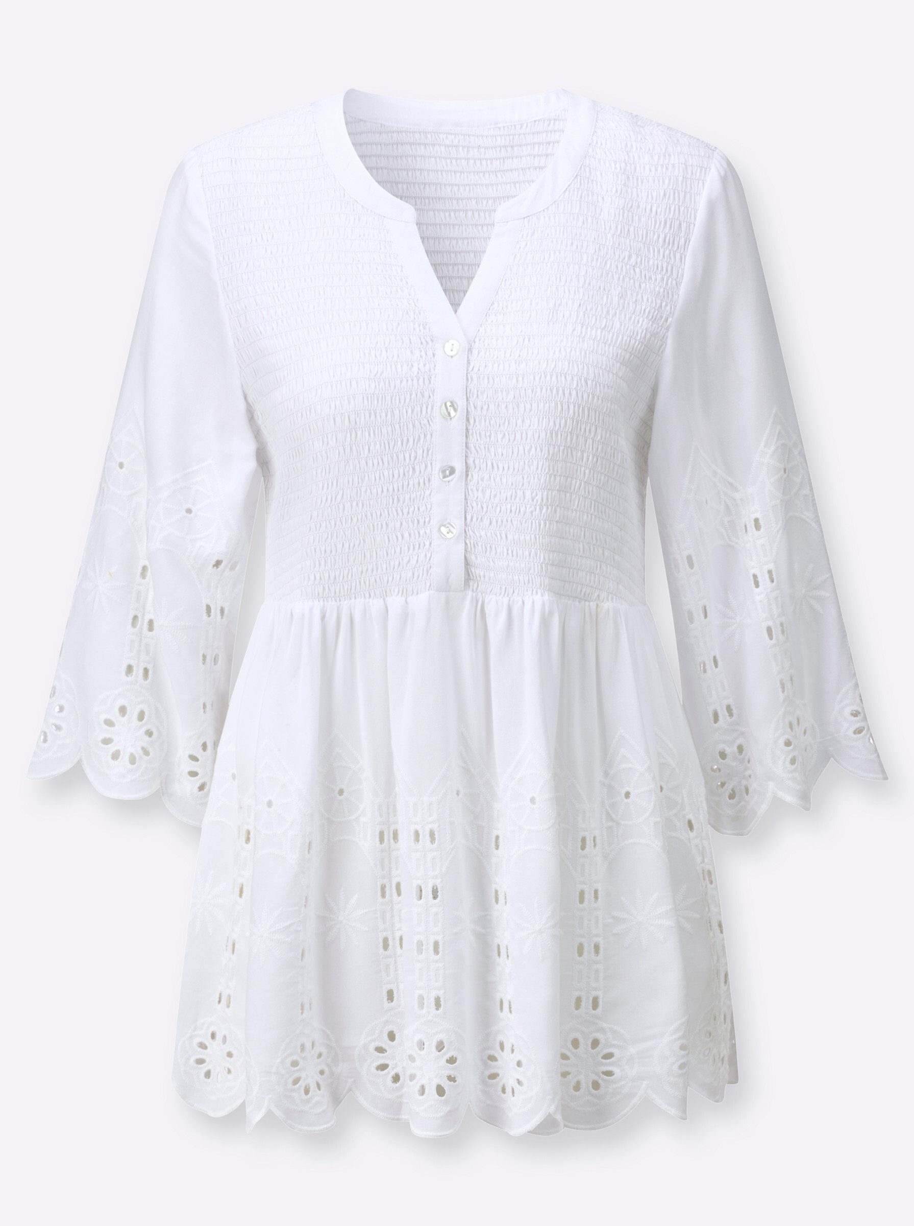 Klassische Bluse Spitzen-Bluse 3/4-Arm