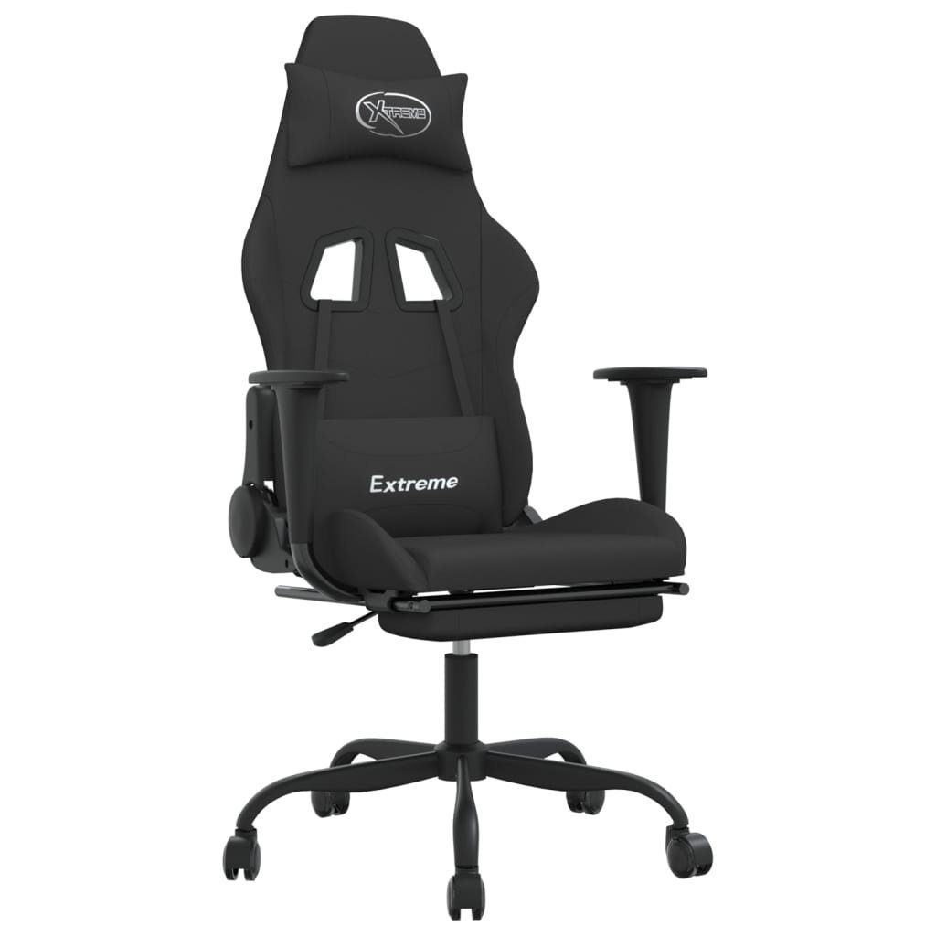 vidaXL Bürostuhl Gaming-Stuhl mit Fußstütze Drehbar Schwarz Stoff Gamingstuhl Bürostuhl