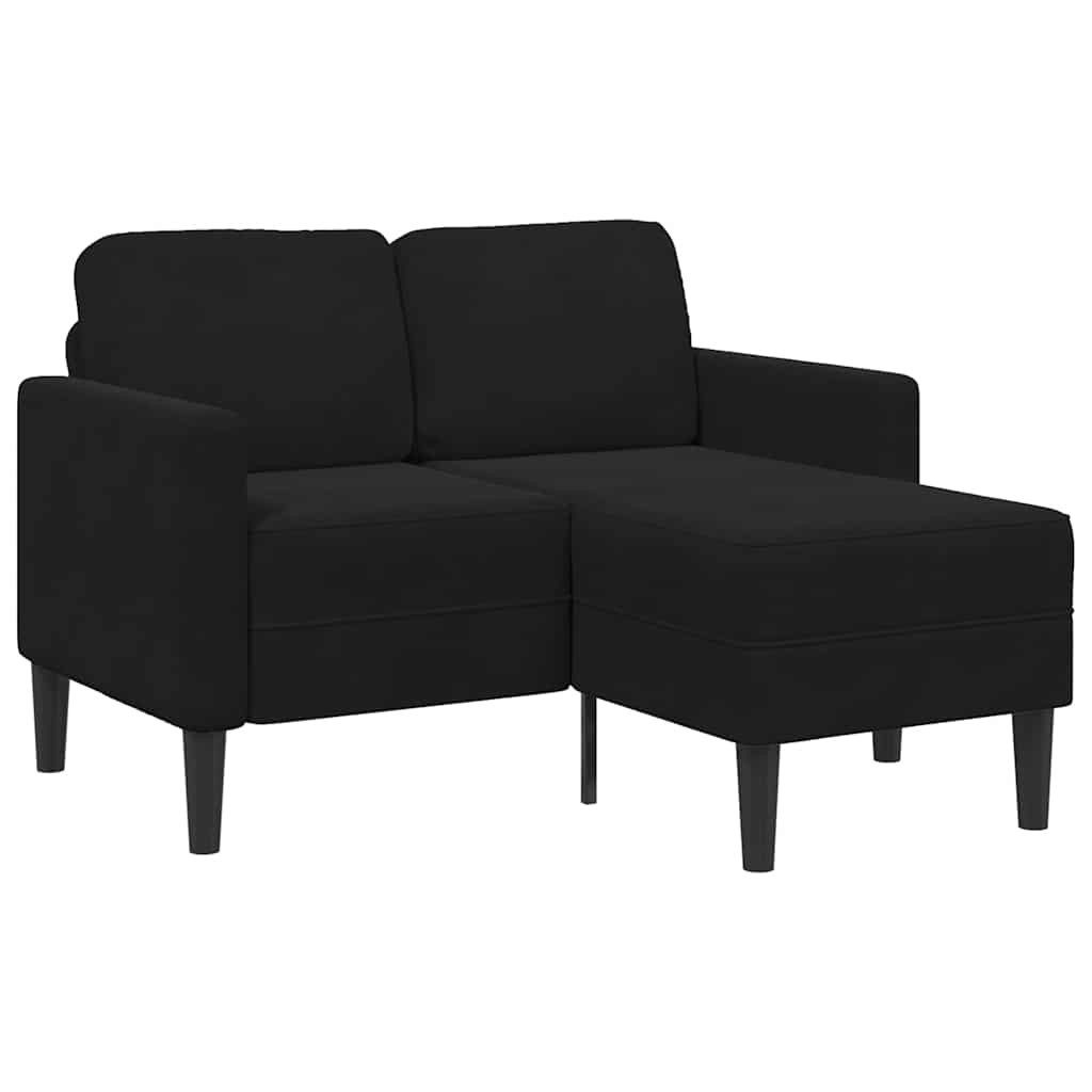 vidaXL Sofa 2-Sitzer-Sofa mit Chaiselongue L-förmig Schwarz 125 cm Samt, 1 günstig online kaufen